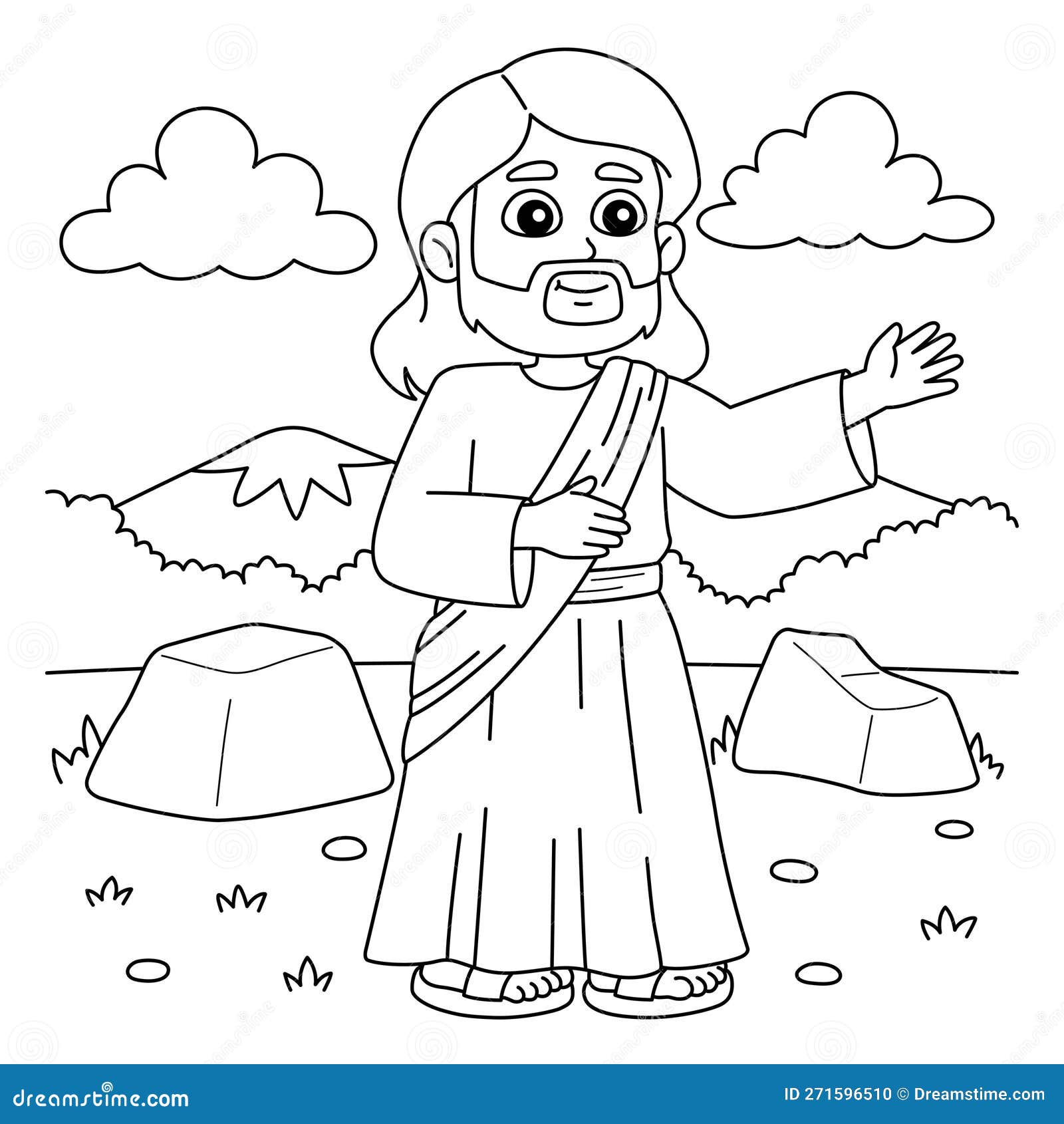Christian Jesus Preaching Coloring Page for Kids Stock Vector ...