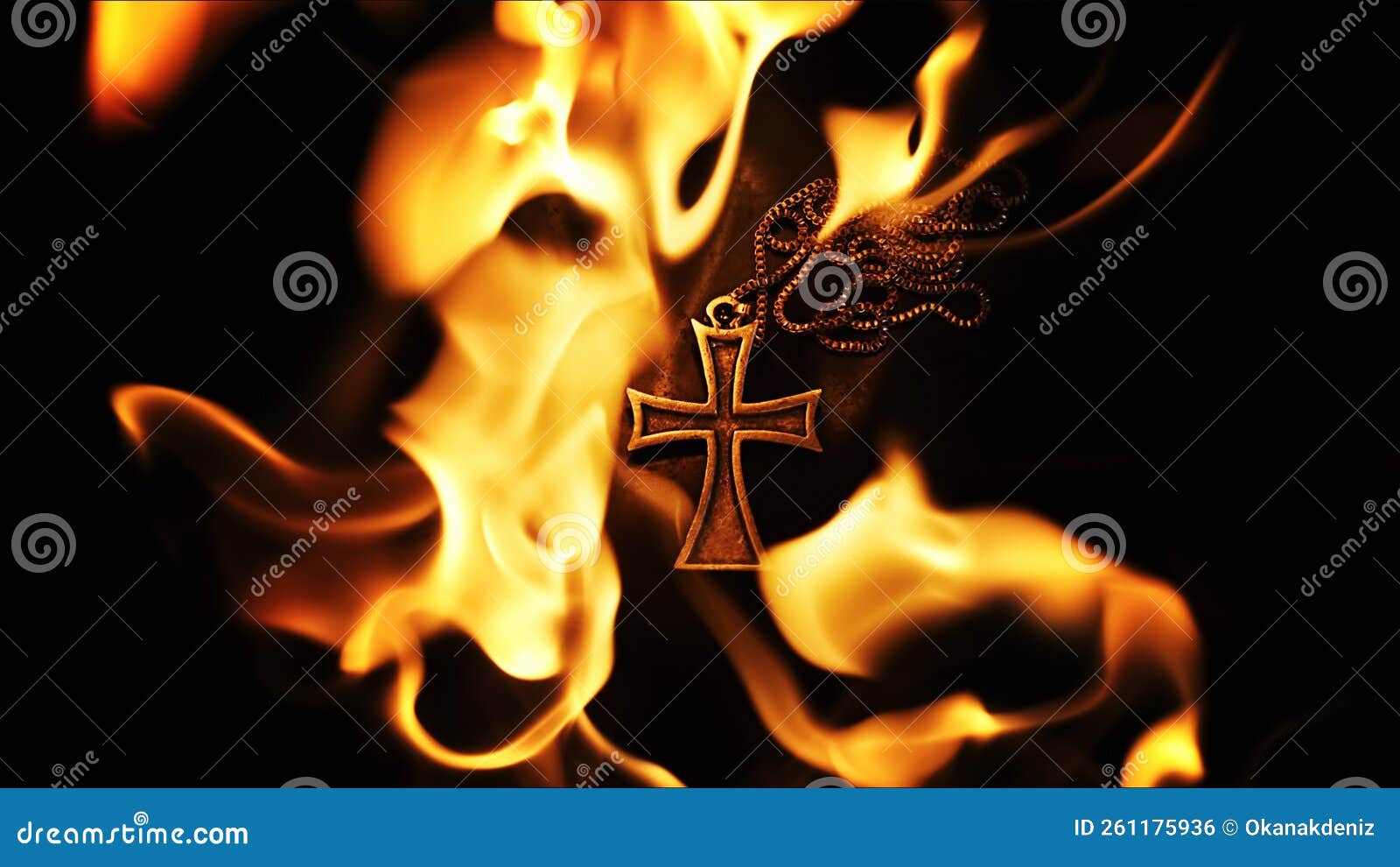 Christian Symbol Cross on Fire Stock Photo - Image of burn, background ...