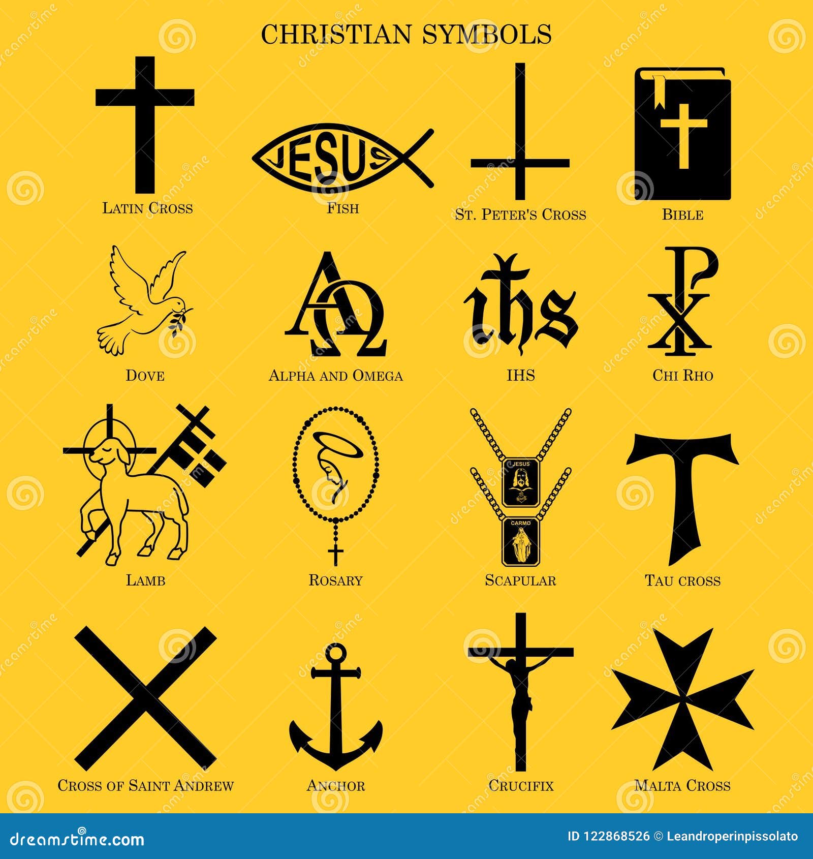 Simboli Cristiani Immagini E Significati Christian Symbols. Multiple Symbols of Cristianity Stock Vector