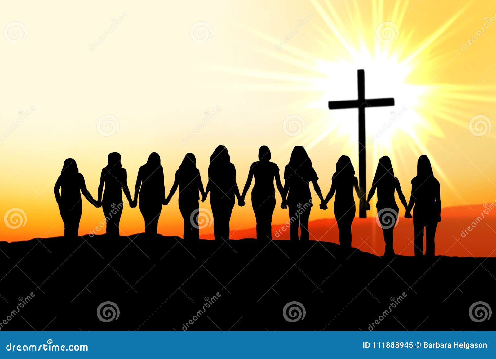 christian women friendship silhouette.