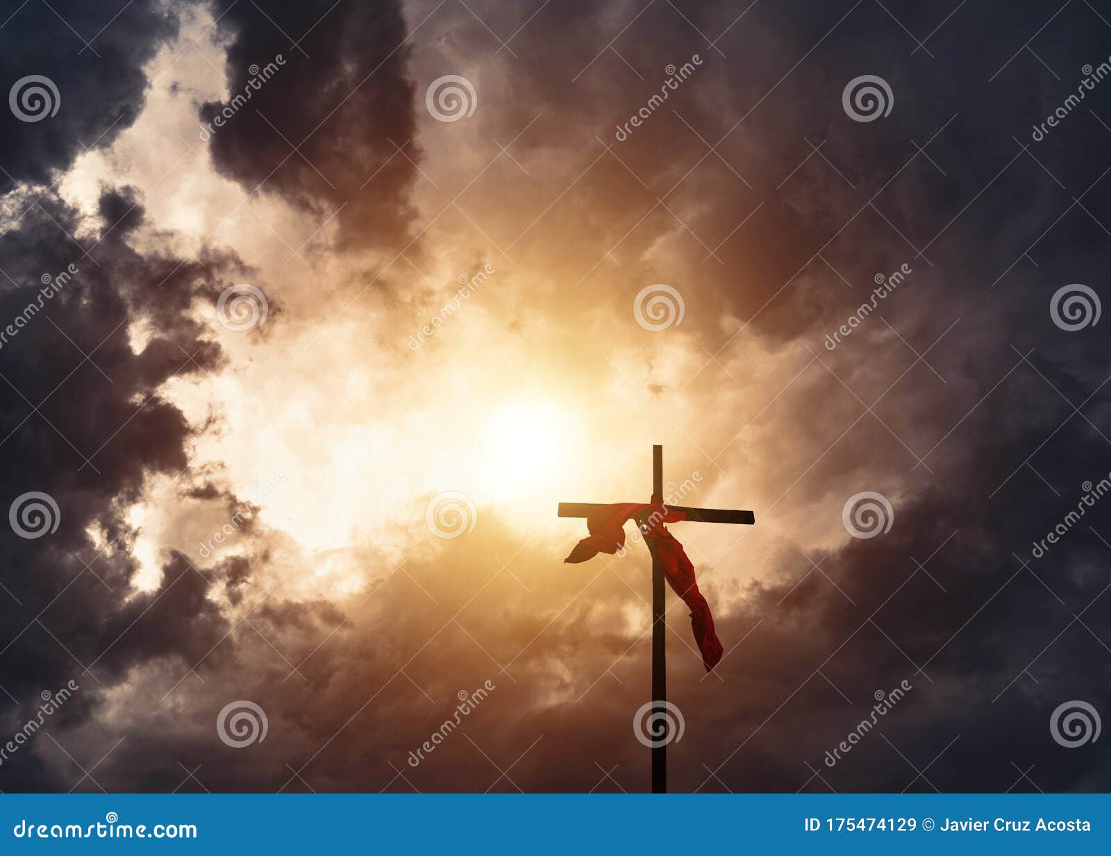christianity cross and stormy clouds
