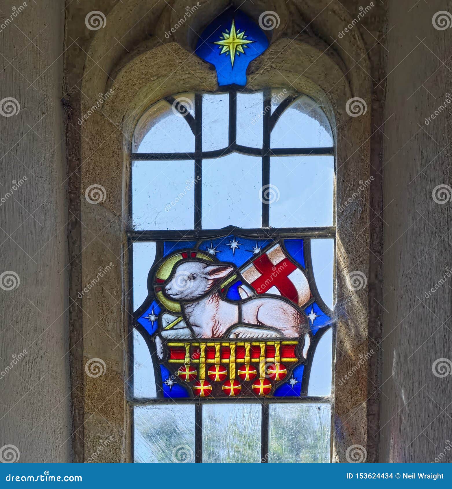 Church Stained Glass Window. a Lamb. Stock Photo - Image of church, animal:  153624434