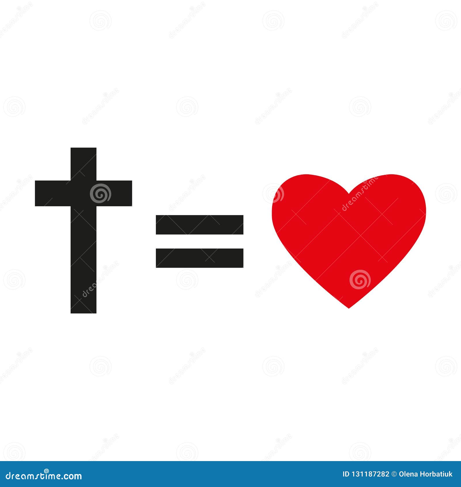 Christliches Kreuz Und Schattenbild Des Herzens Symbol Der Christlichen Liebe Lokalisiert Auf Weissem Hintergrund Auch Im Corel Ab Vektor Abbildung Illustration Von Inneres Christ