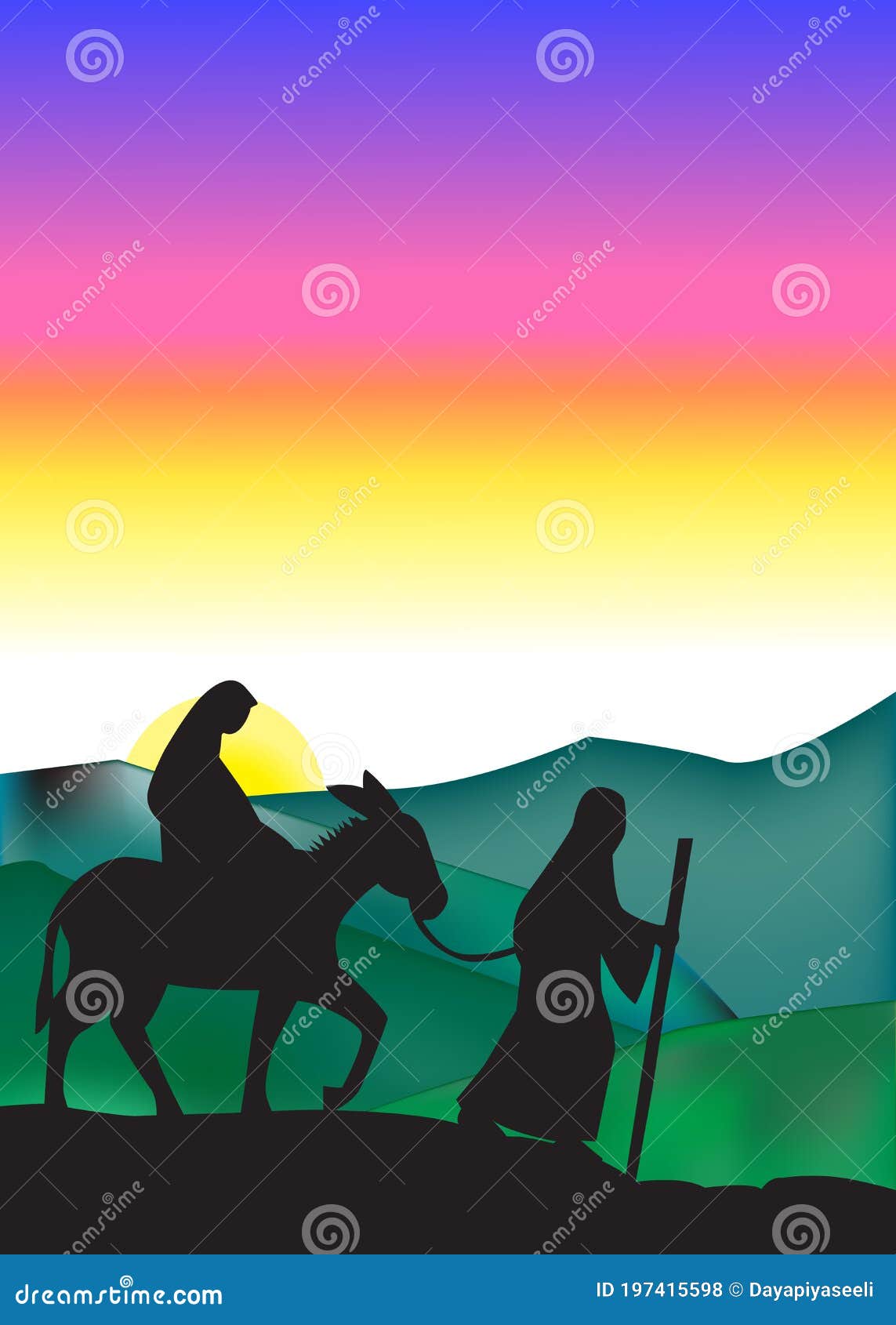 The Journey To Bethlehem Silhouette Stock Vector Illustration of