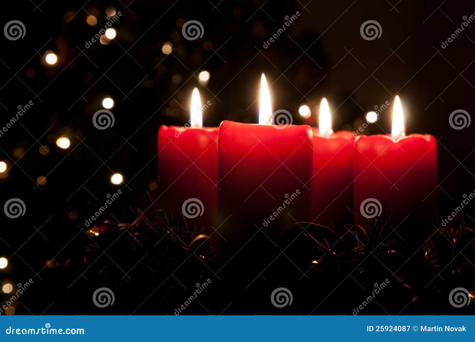 Christmas Advent Wreath with Burning Candles Stock Image Image of
