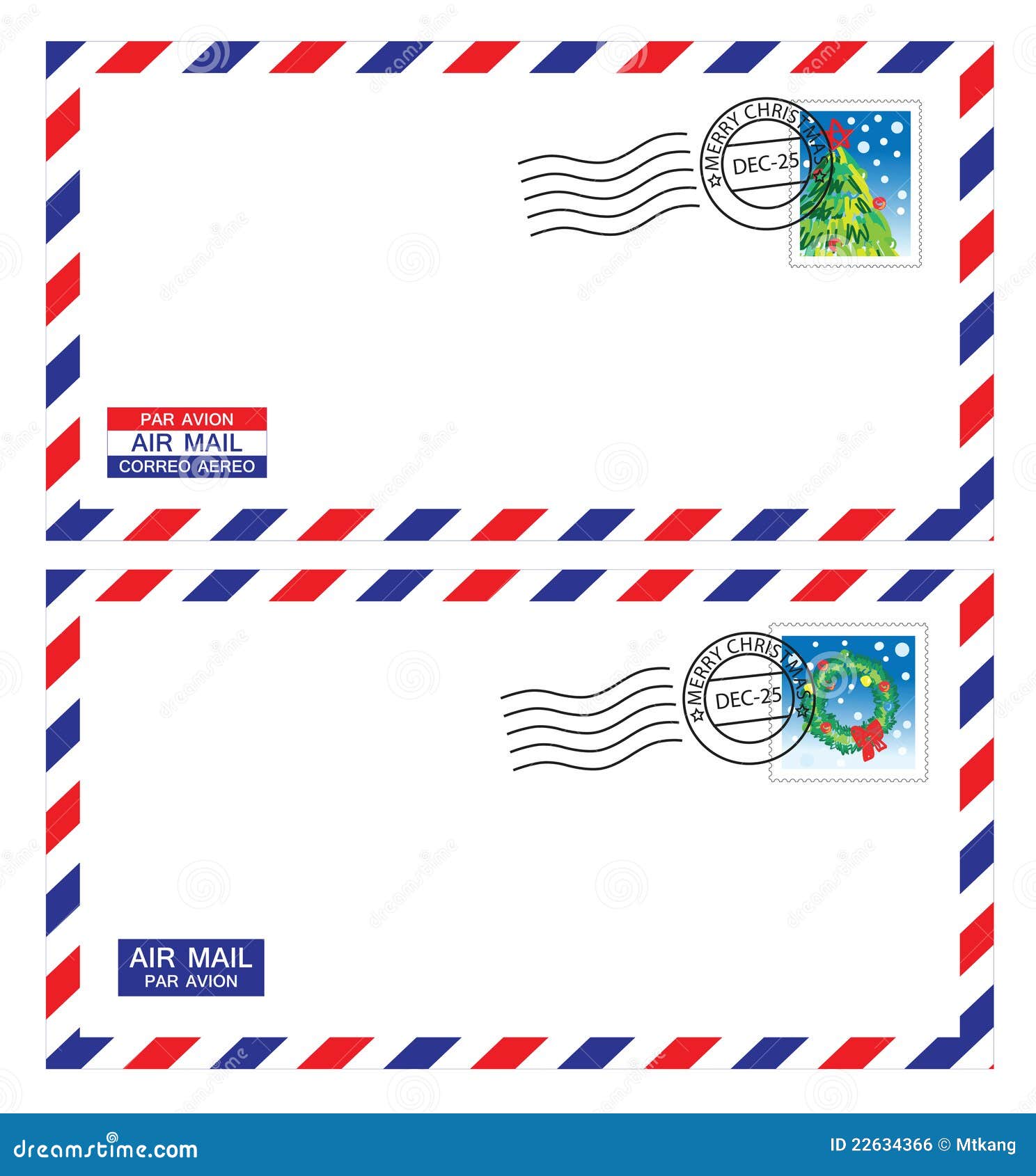 Christmas airmail envelope stock illustration 