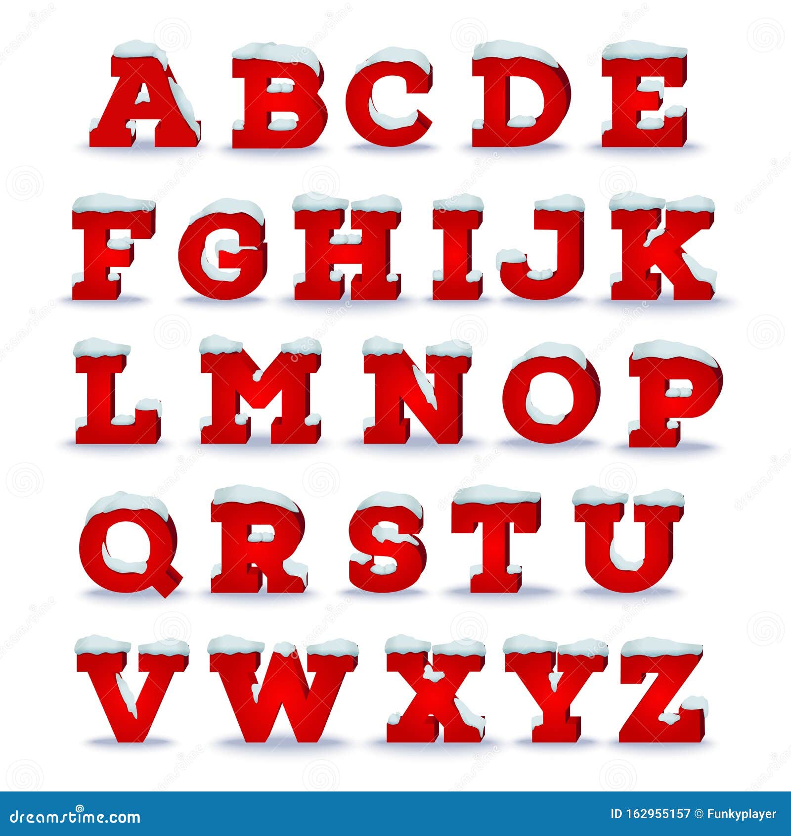 Download Christmas Alphabet With Snow Cap Effect. Vector ...