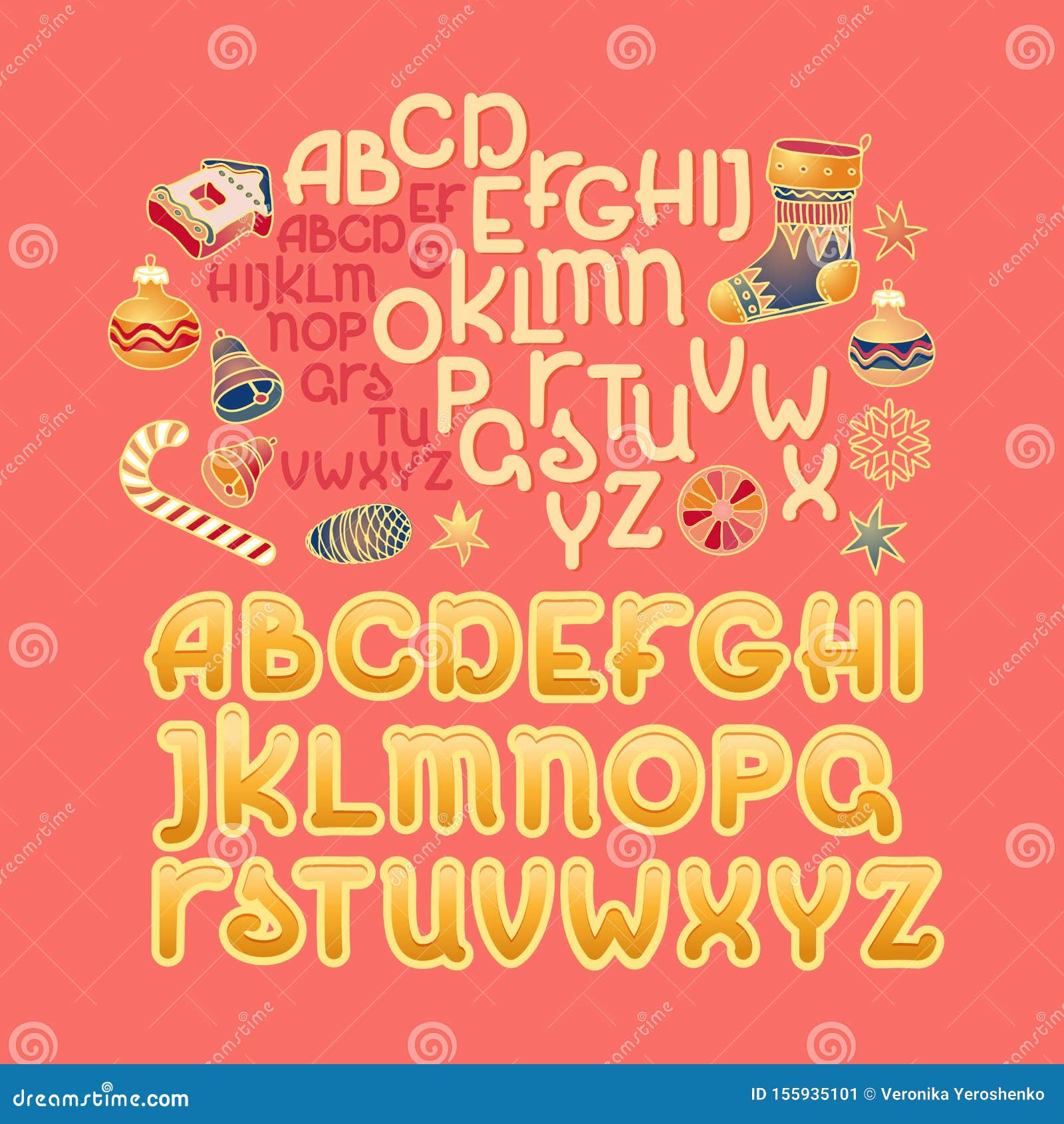 Christmas Alphabet. Xmas Toys, Gifts, and Festive Capital Letters ...