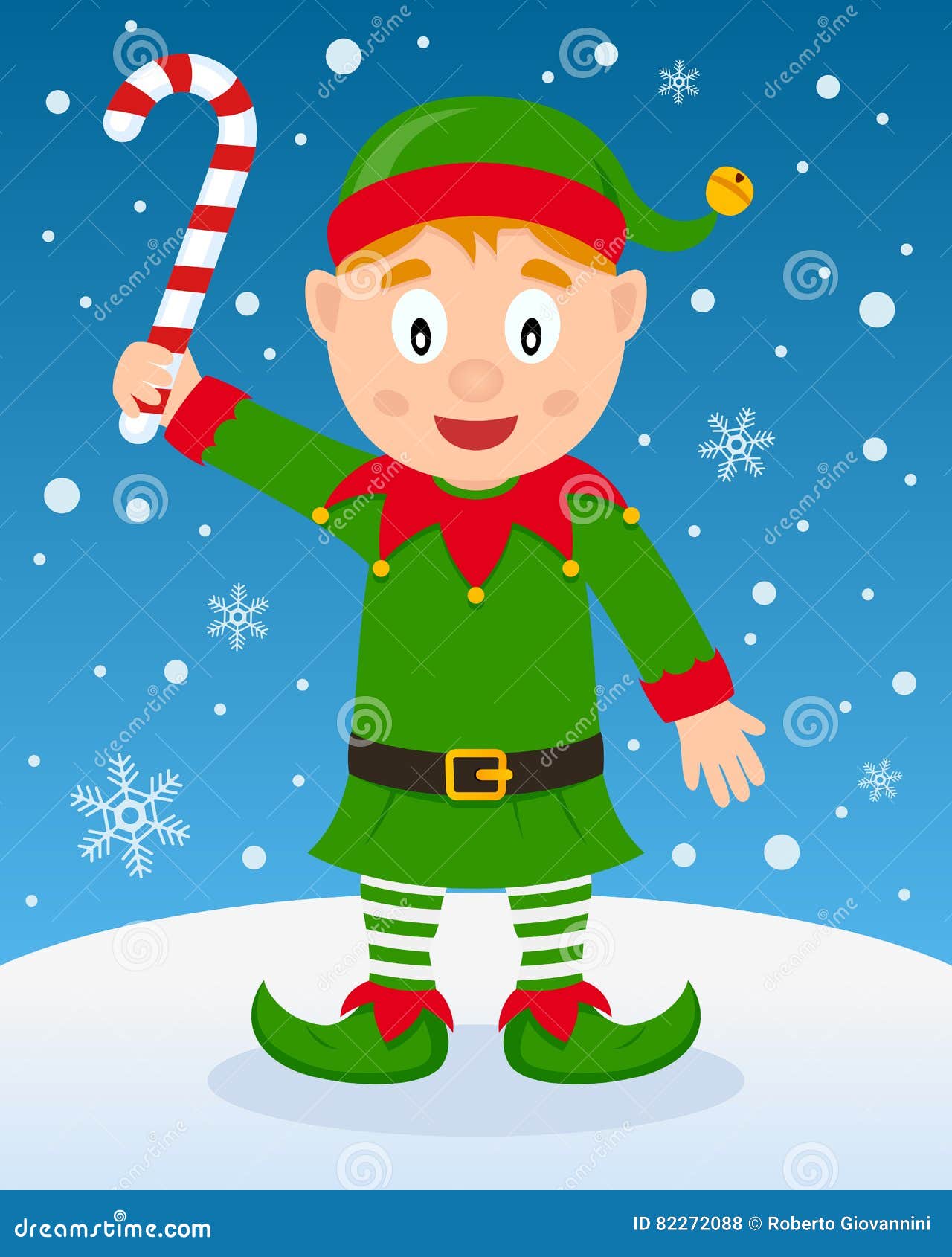 Christmas Atmosphere with Green Elf Stock Vector - Illustration of ...