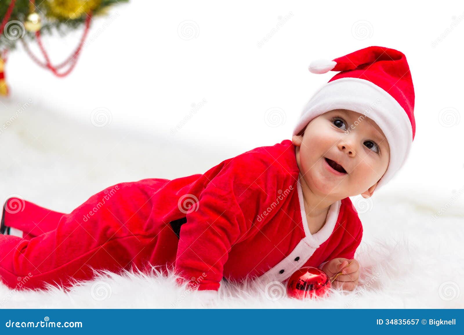 Christmas Baby stock image. Image of baby, little, dressed 