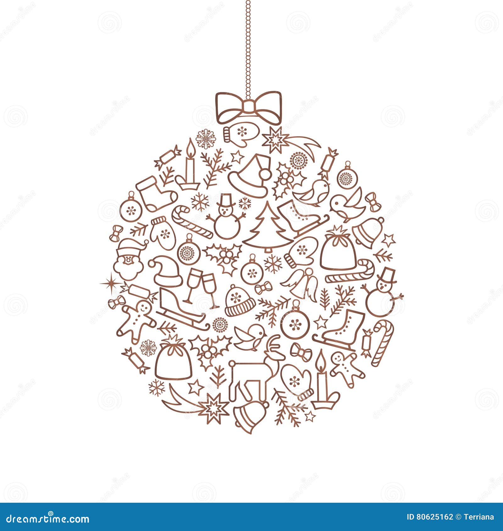 Christmas background with Ball Doodle Decor Elements Happy Wint