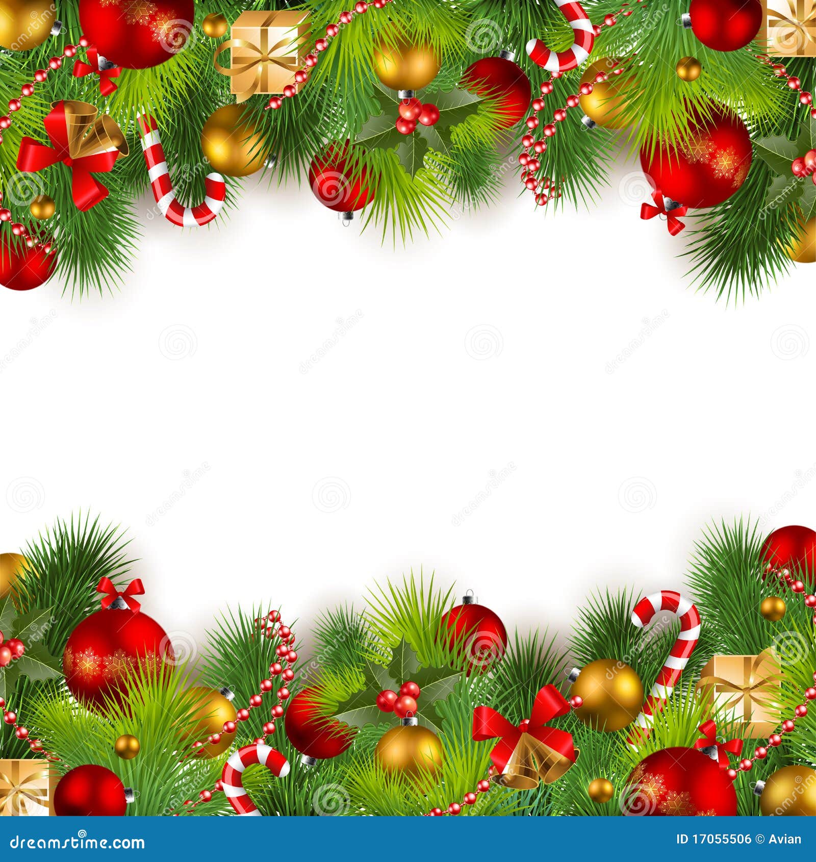 christmas background with baubles and christmas tr