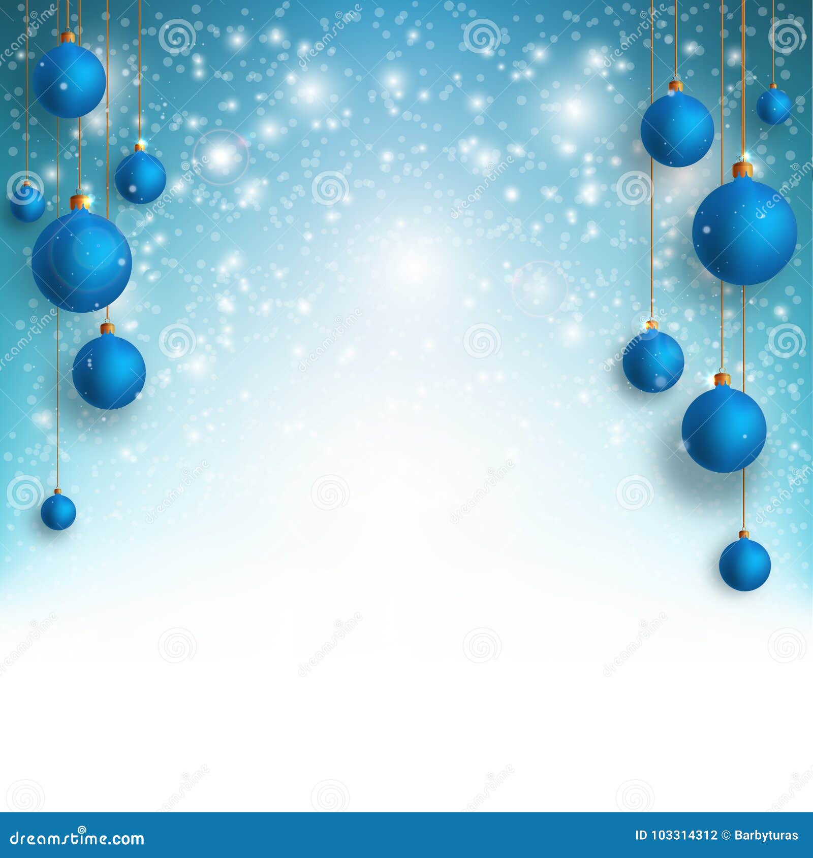 Christmas Background with Blue Christmas Balls and Snow for Xmas Design  Vector Illustration Stock Illustration  Illustration of present elegant  103314647