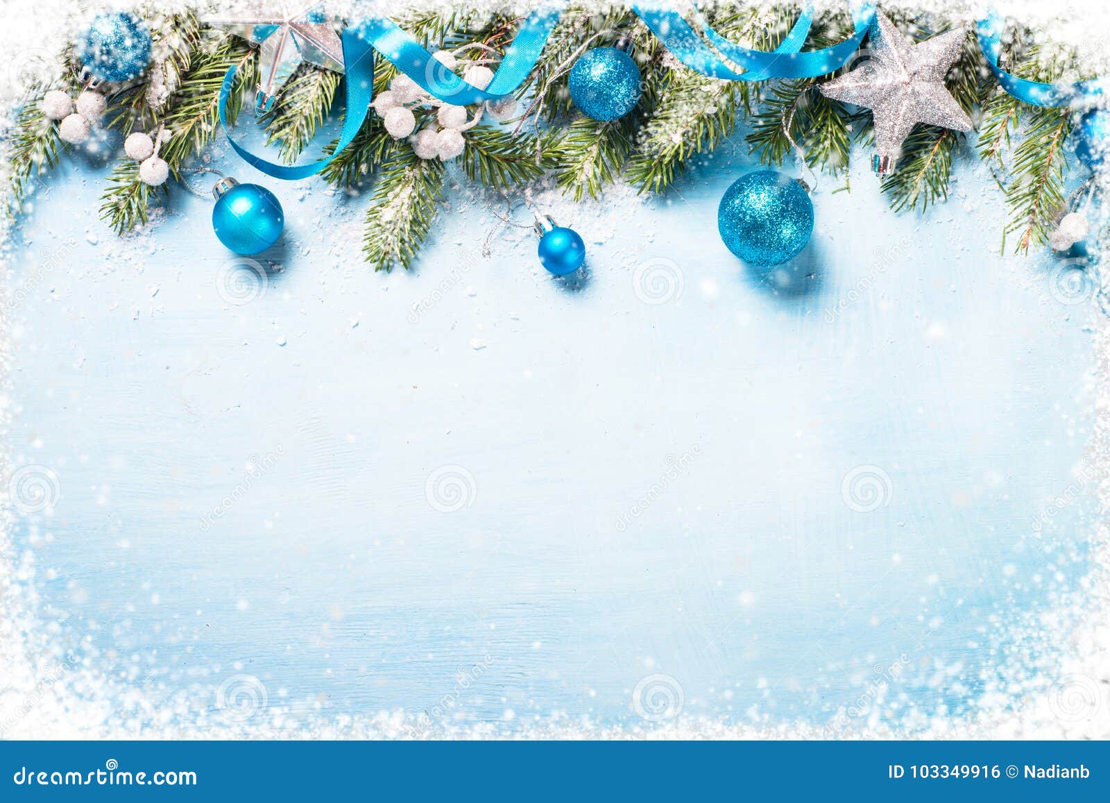 Christmas Background on Blue. Stock Photo - Image of festive ...