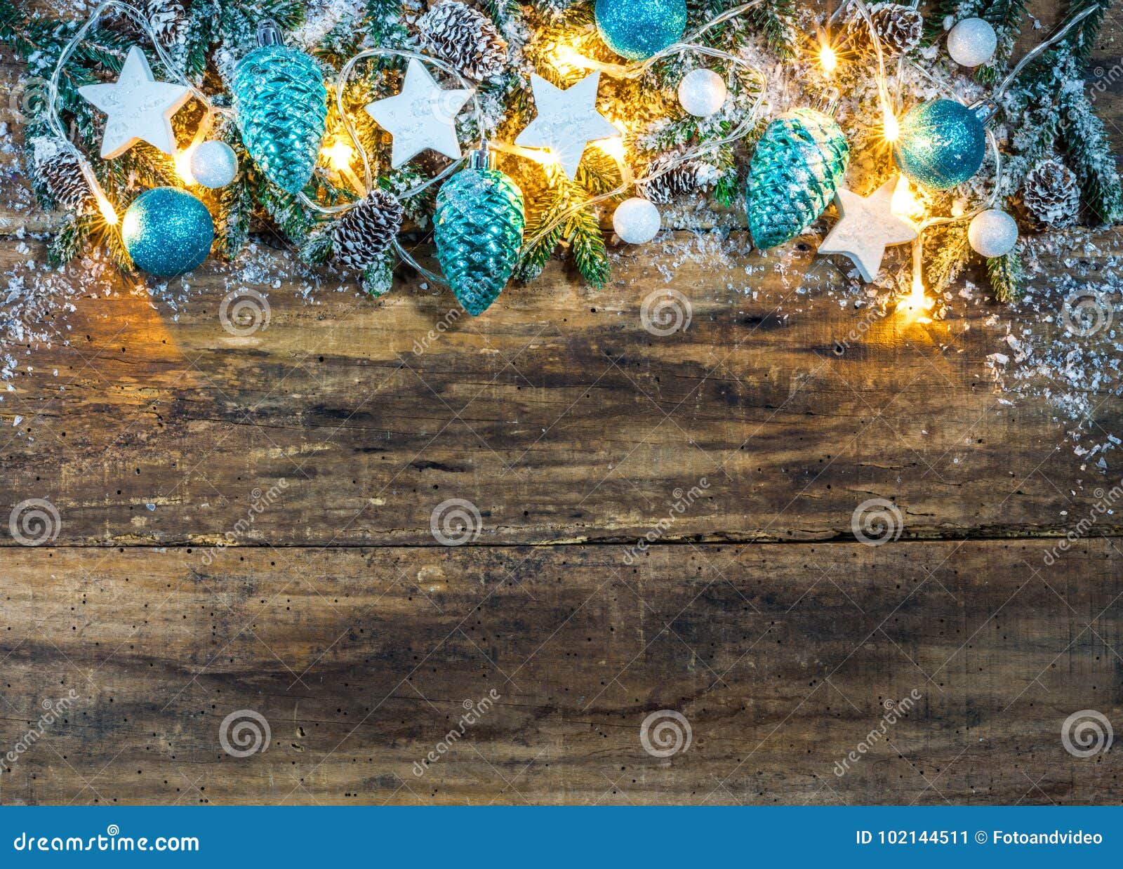 Christmas Decoration with Blue and White Ornaments Stock Image - Image ...