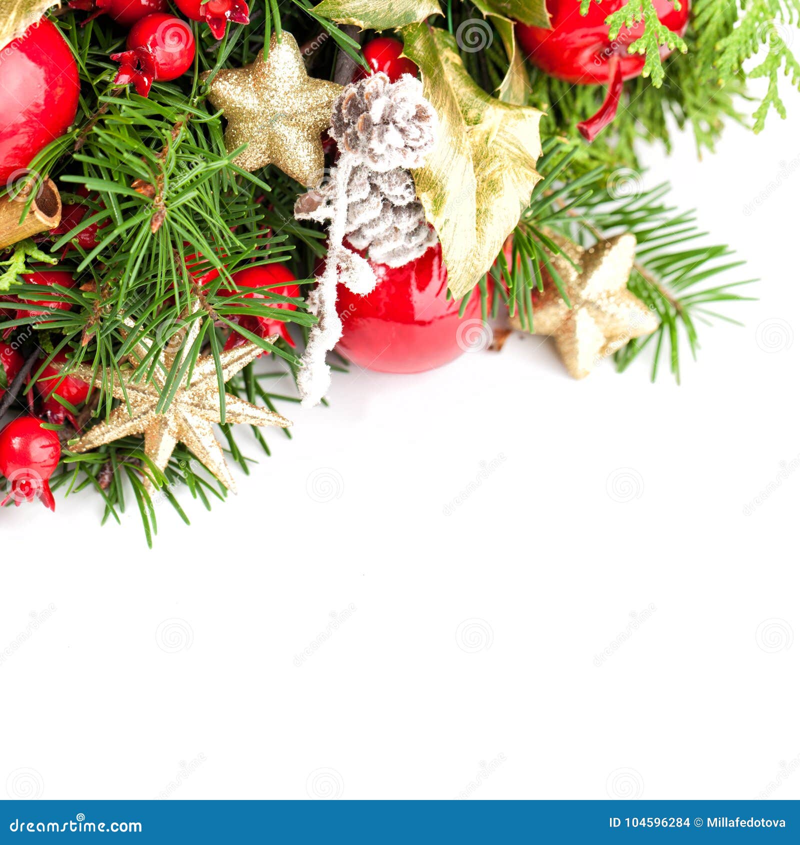 Christmas Background Border. Xmas Tree Twig Stock Photo - Image of pine ...