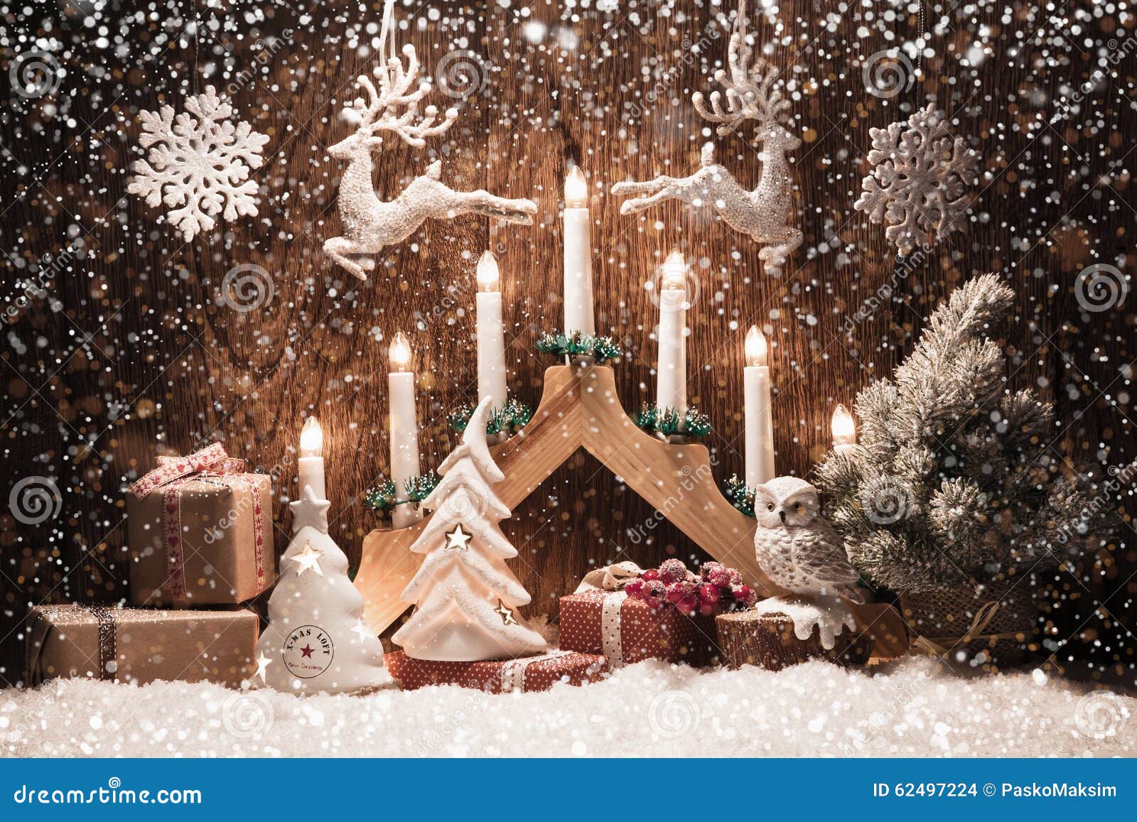 Christmas Background with Candles Stock Photo - Image of candlelight ...