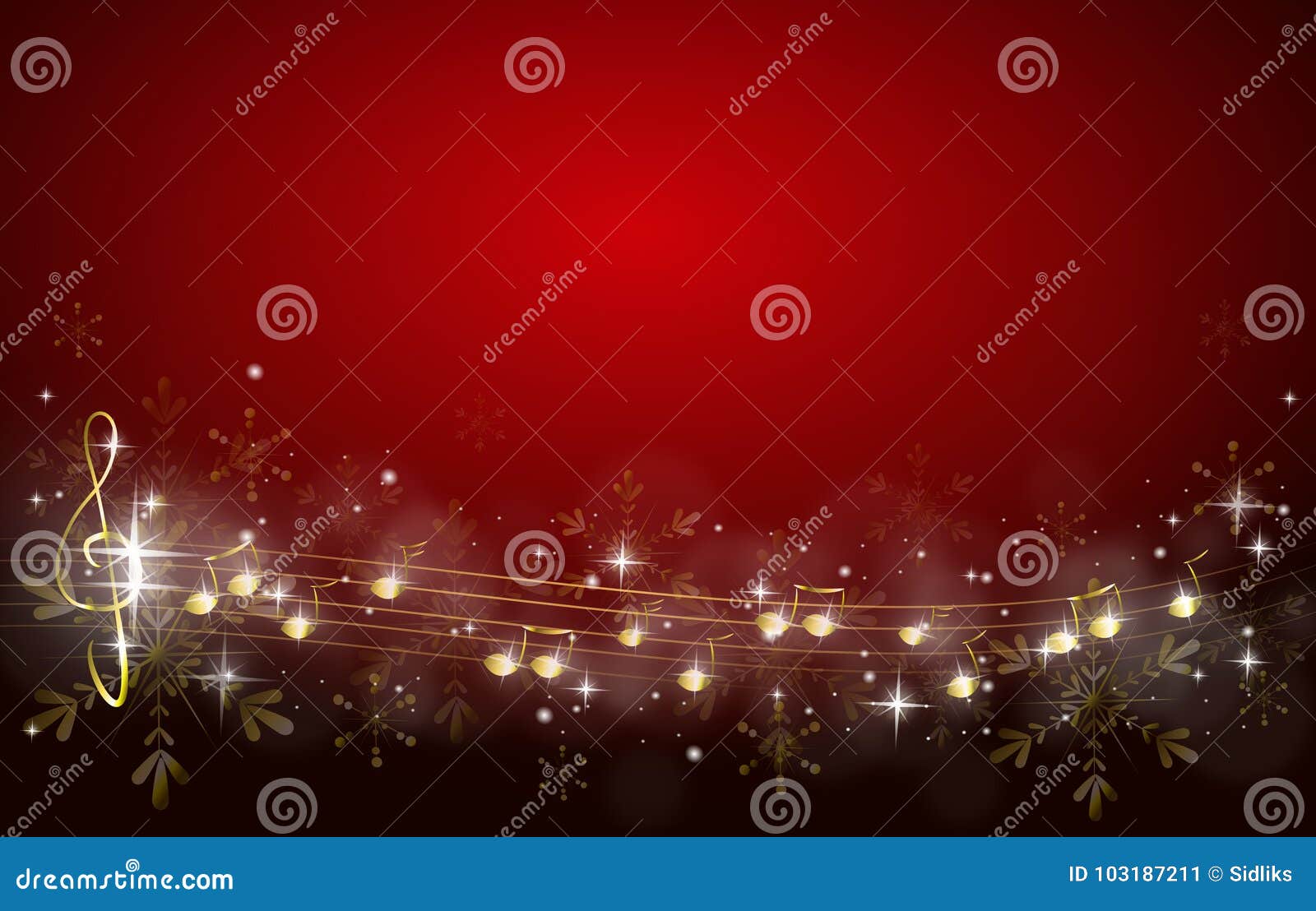 Christmas Background Decorated with Music Notes Stock Illustration ...