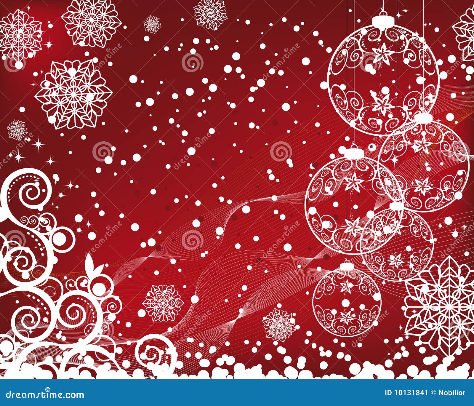 Christmas Background With Filigree Balls Stock Vector ...