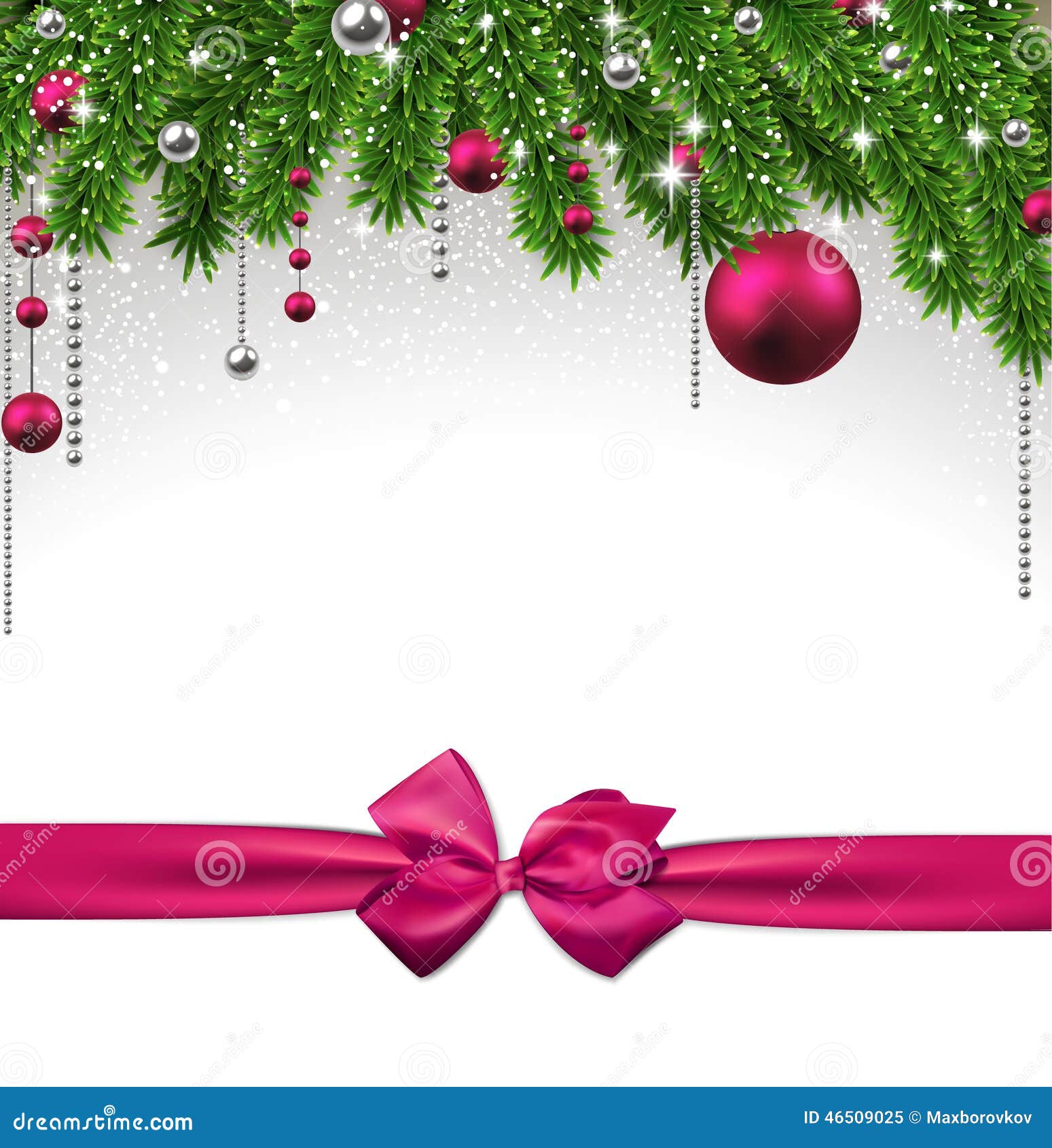 Christmas Background with Fir Branches and Balls. Stock Vector ...