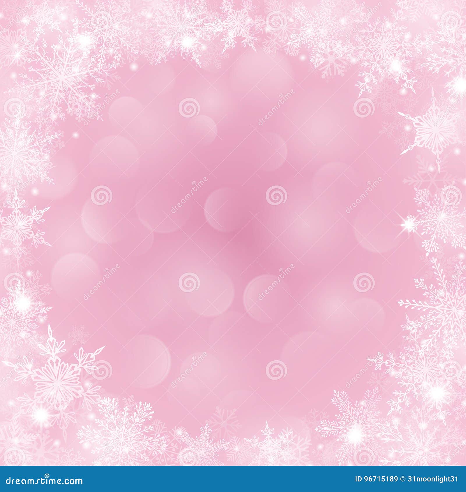 Christmas Background with Frame of Snowflakes and Bokeh Effect Stock ...