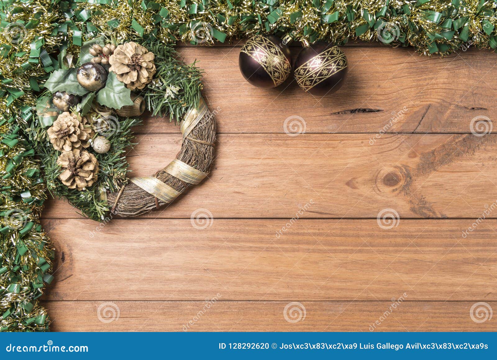 Christmas Background with Garlands and Christmas Decorations. Stock ...