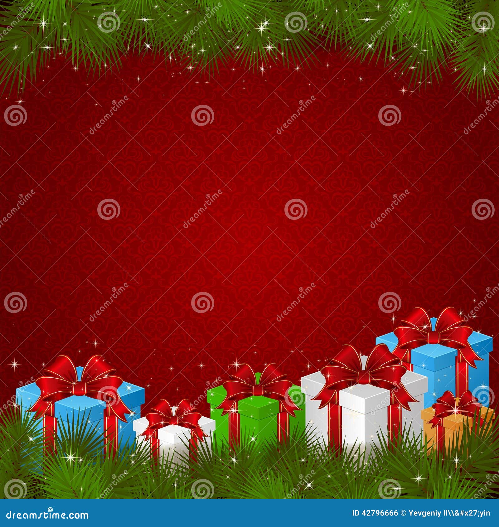 Christmas Background with Gift Boxes Stock Vector Illustration of