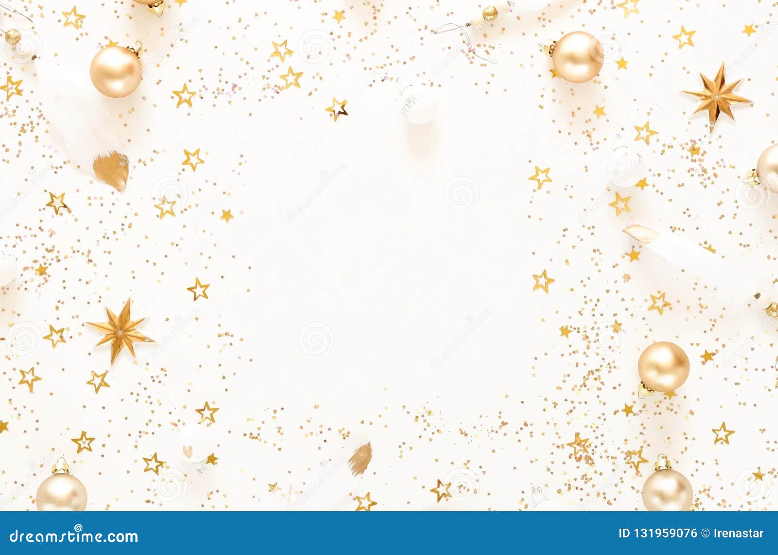 Christmas Background from Gold and White Christmas Decorations on White ...