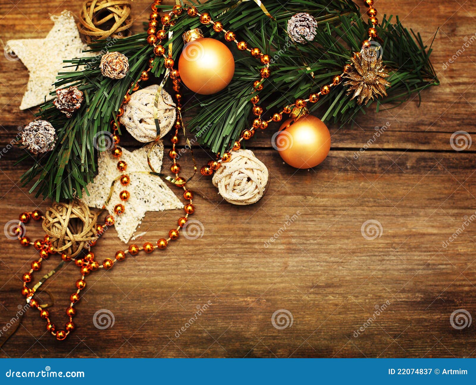 Christmas Background with Golden Decoration Stock Image - Image of star ...