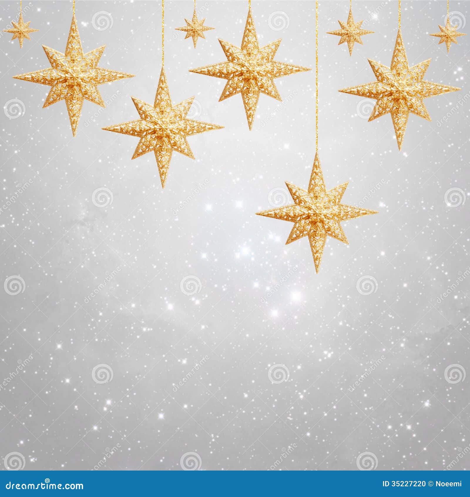Christmas background with gold streamers and star Vector Image