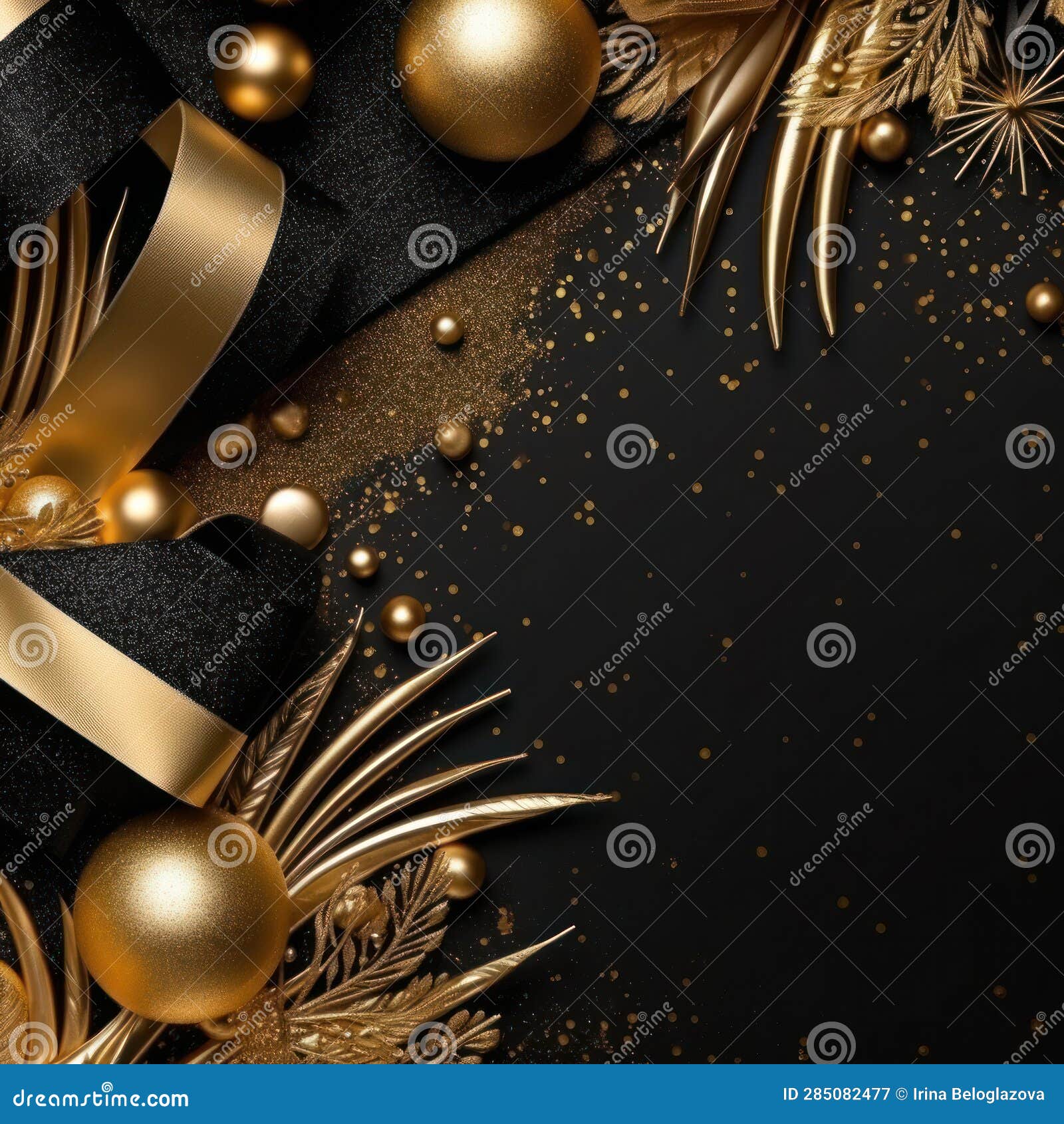 A Christmas Background Made of Gold with Black As the Primary Color