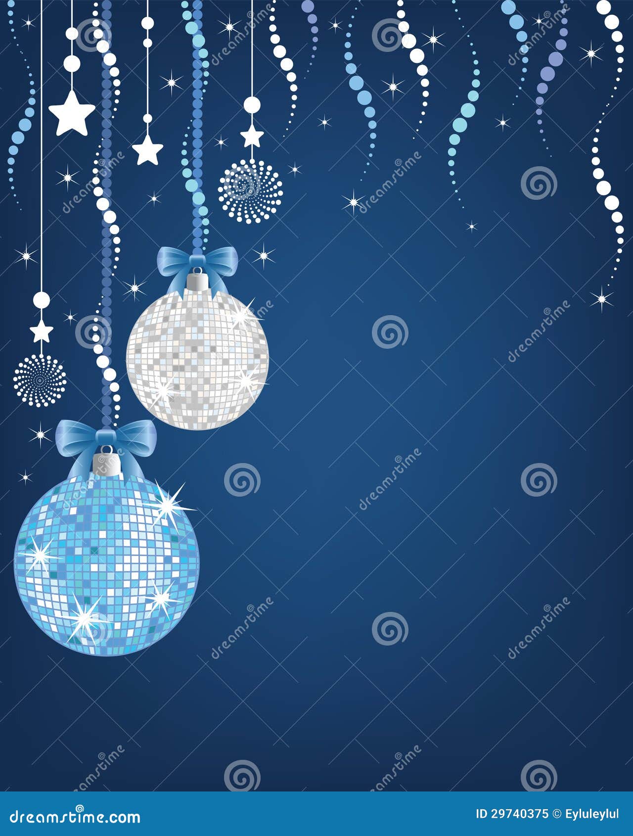 Christmas Background with Shiny Disco Balls and Ornaments. Stock Vector ...