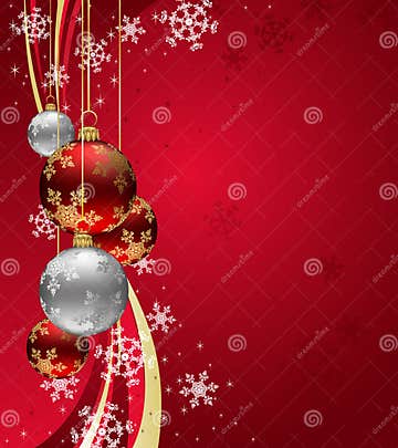 Christmas Background with Sparkle Swirl and Red Ba Stock Vector ...