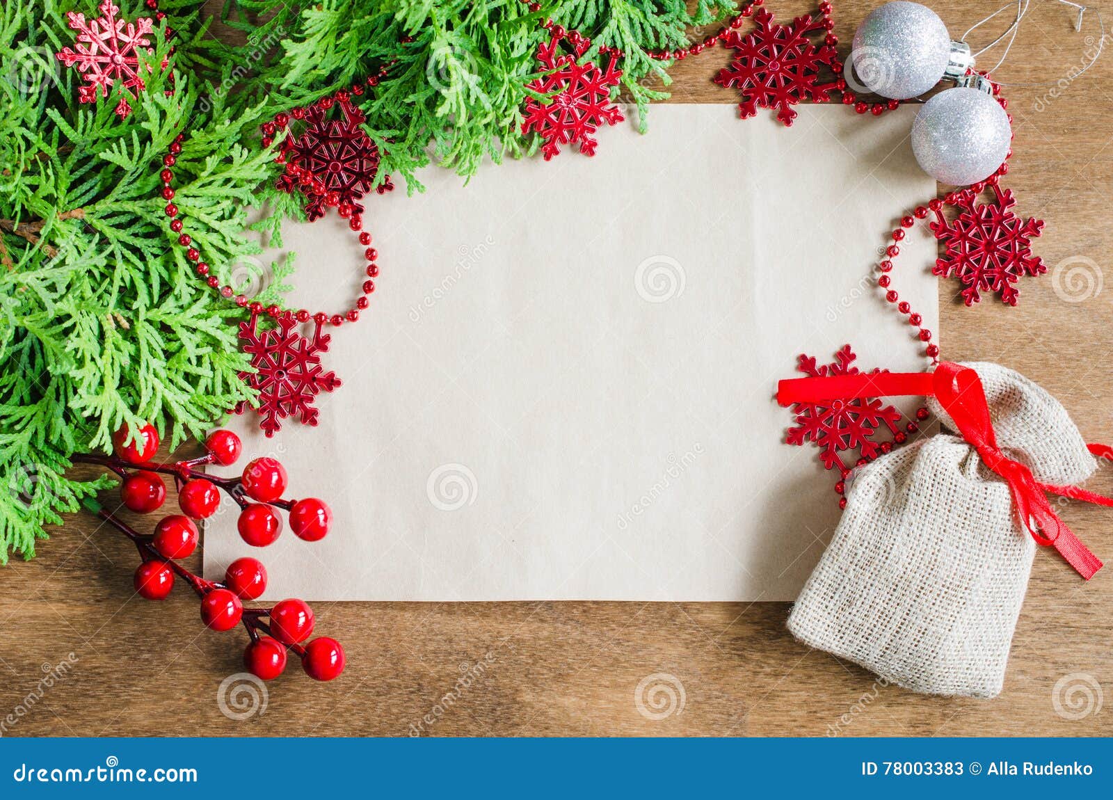  Christmas  Background With Xmas Decoration  Blank  Postcard 