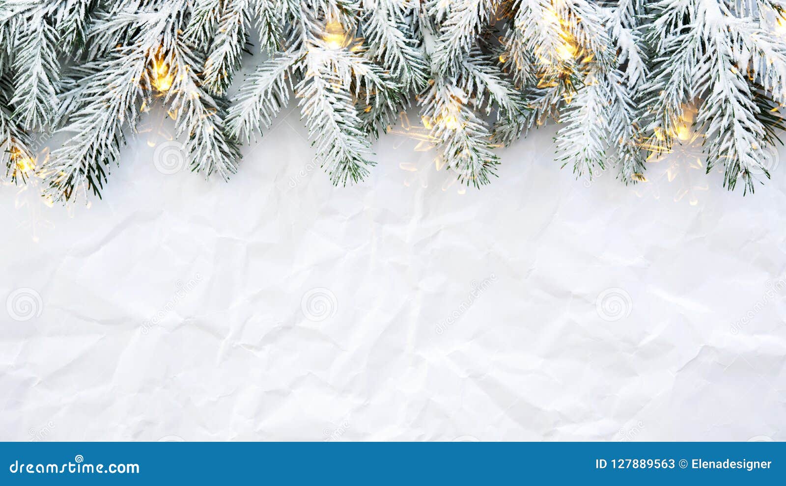 Christmas Background with Xmas Tree on White Creased Background ...