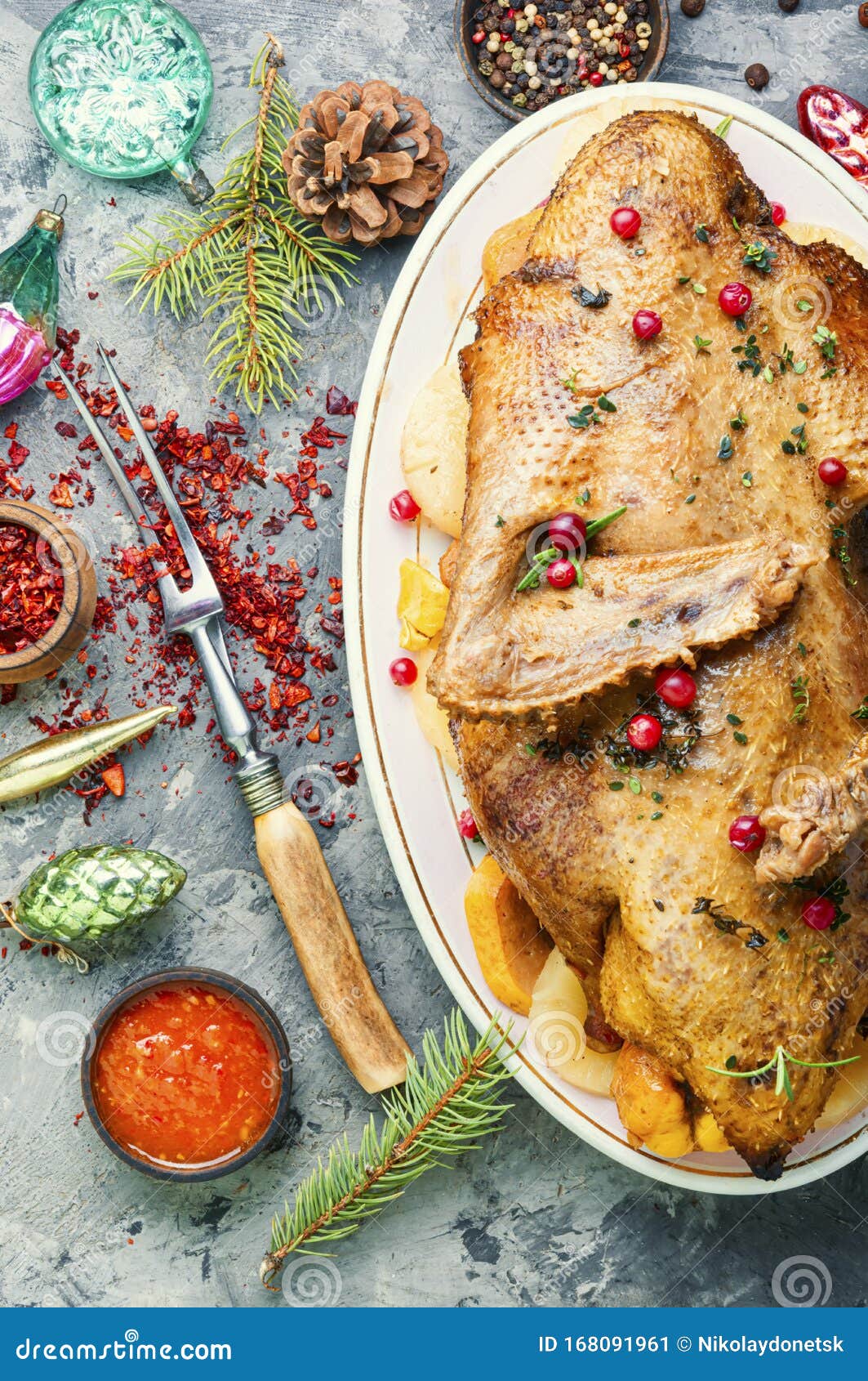 Roasted Christmas goose stock image. Image of cuisine - 168091961