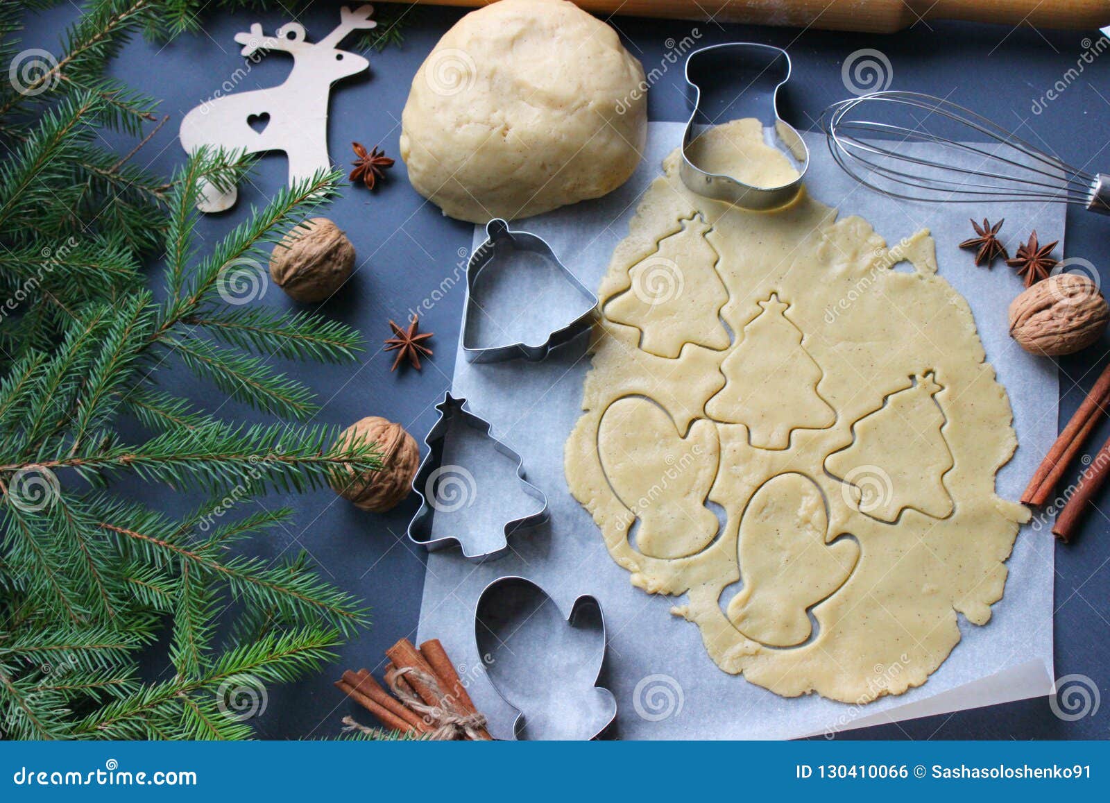 Christmas Baking The Process Of Making Christmas Cookies Stock Photo Image Of Cafe Cookies 130410066