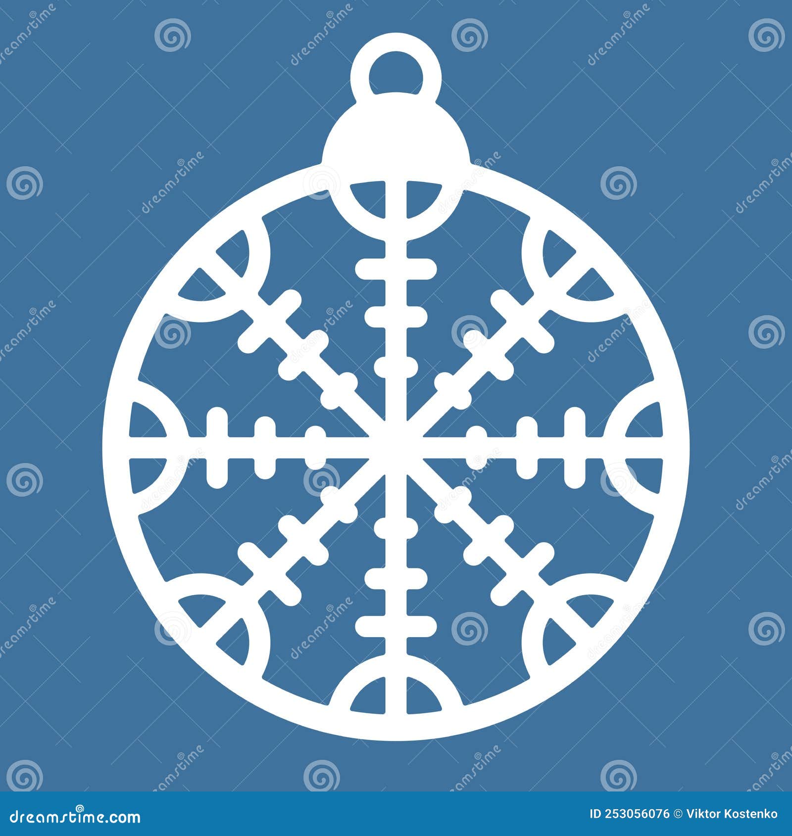 christmas ball with aegishjalmur, helmet of horror. scandinavia vikings amulet for cut out. template for yule festives, new years