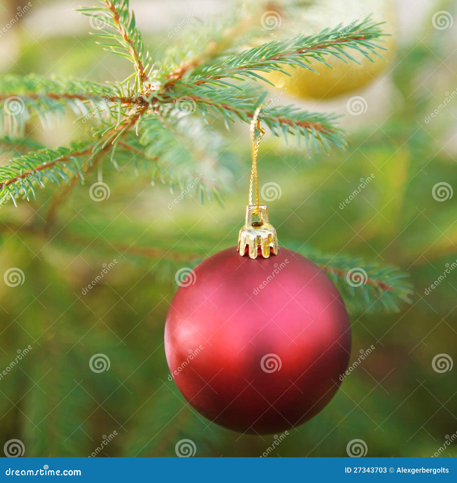 Christmas Ball on a Christmas Tree Stock Image Image of december