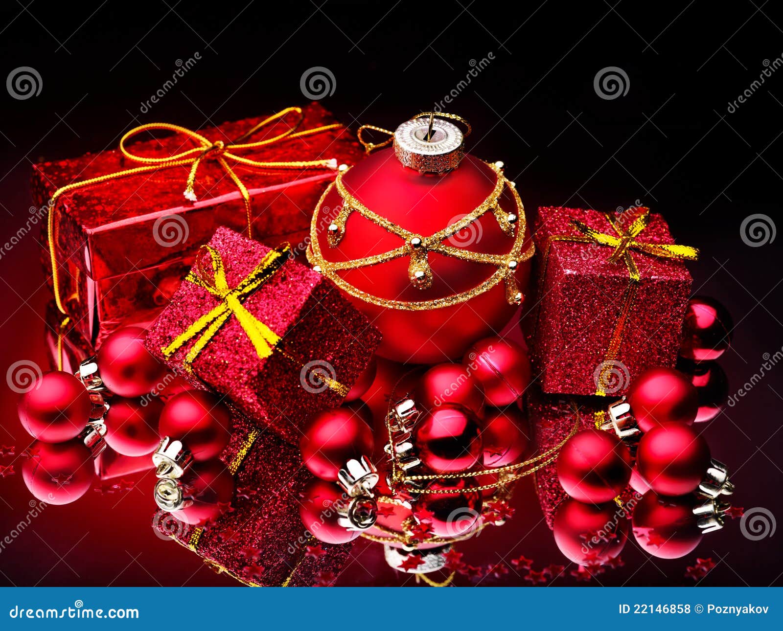 Christmas Ball and Gift Box. Stock Photo Image of still, shot 22146858