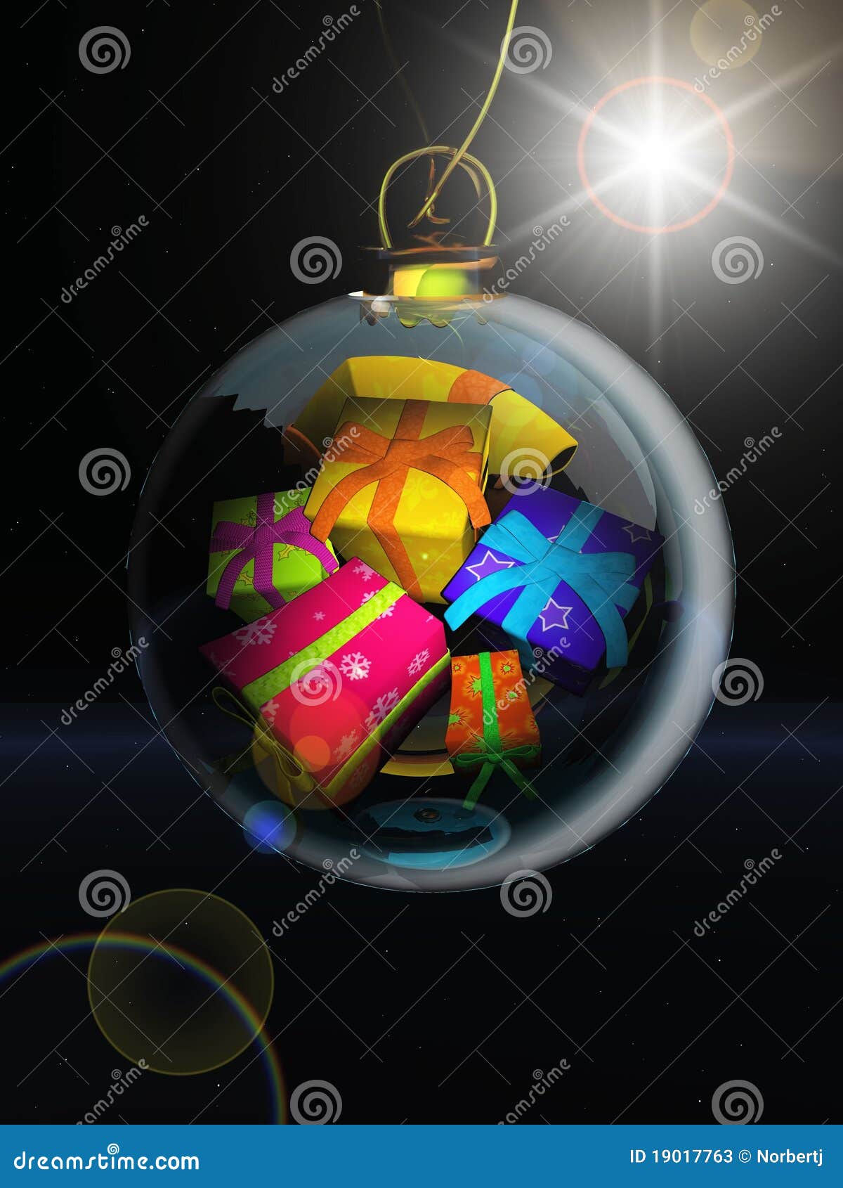 Christmas ball and Gifts stock illustration. Illustration of december