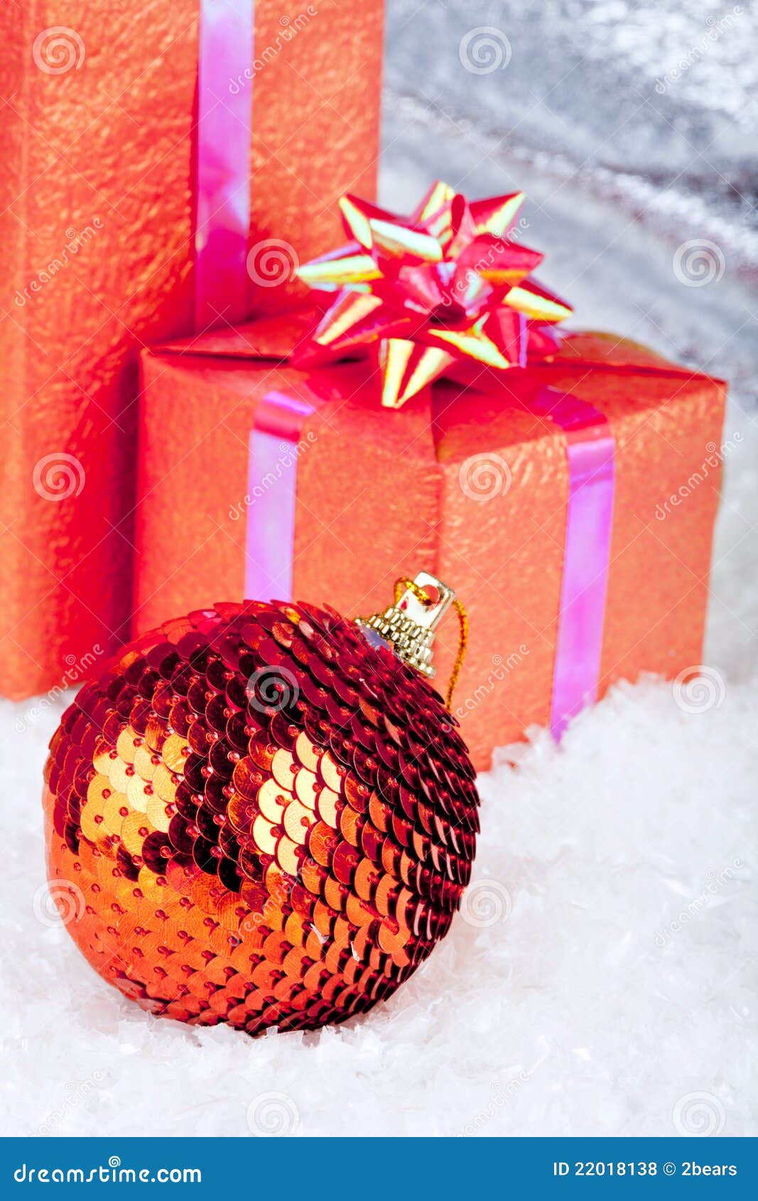 Christmas ball and gifts stock photo. Image of december 22018138