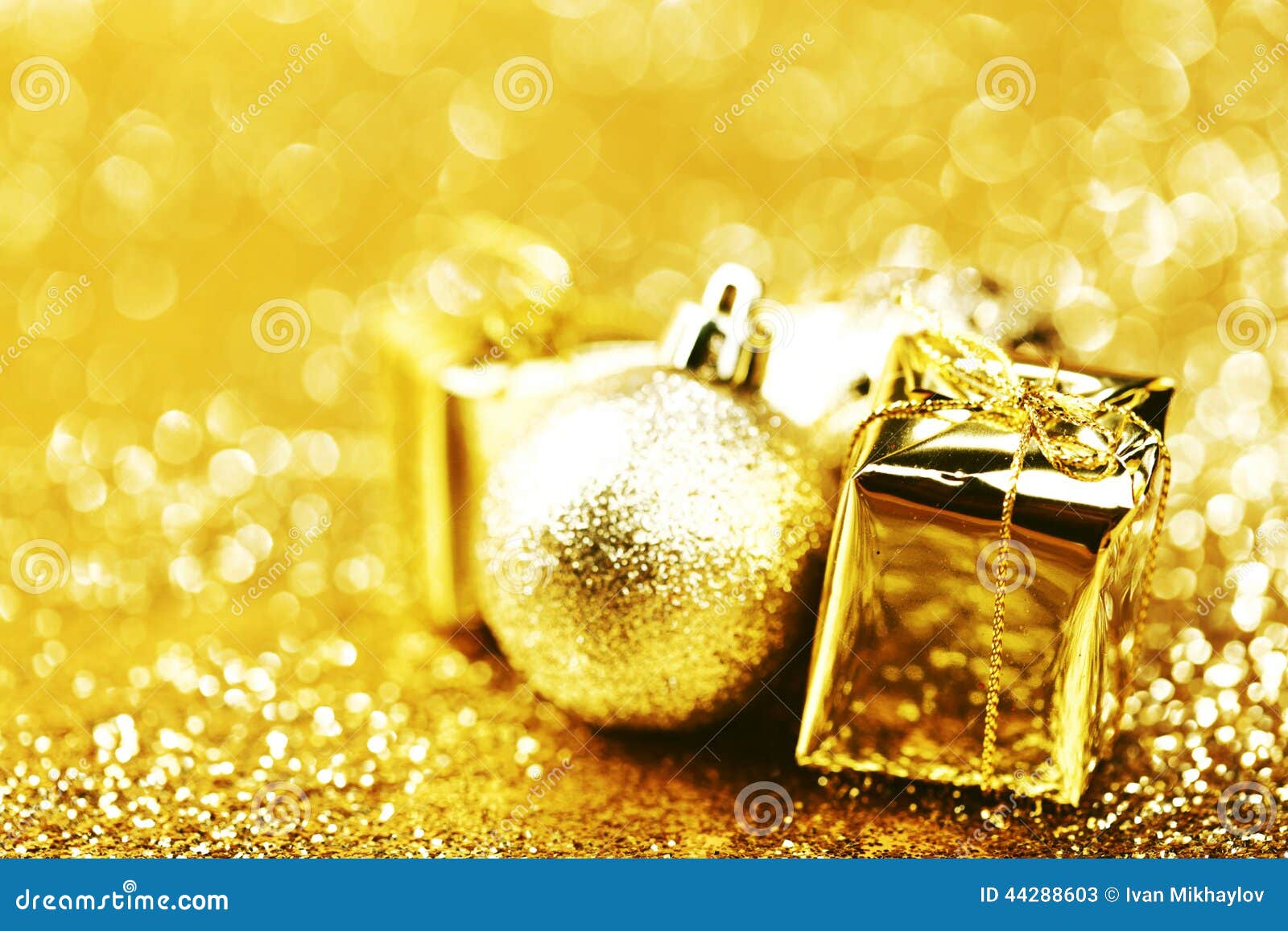 Christmas ball and gifts stock image. Image of sphere 44288603