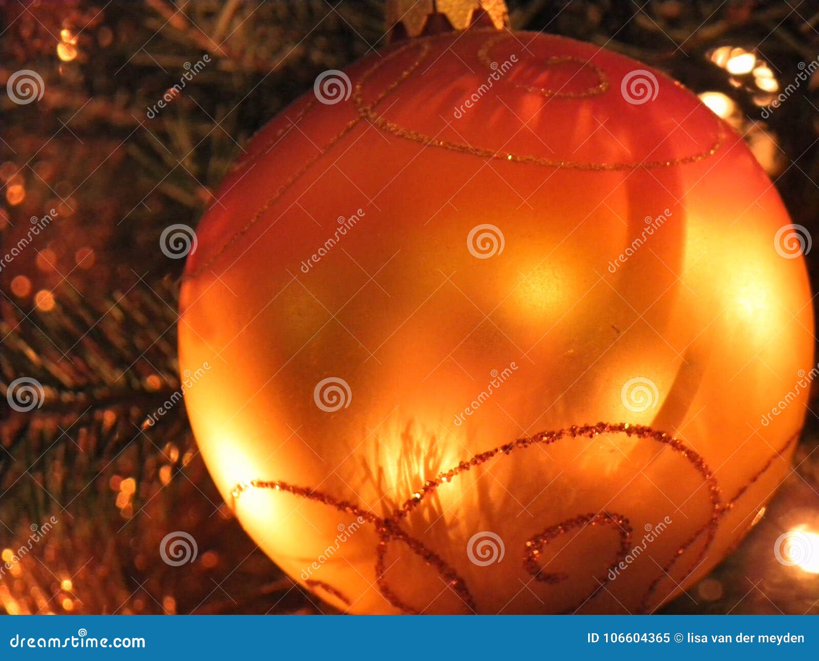 Christmas ball orange tree stock image. Image of christmas 106604365