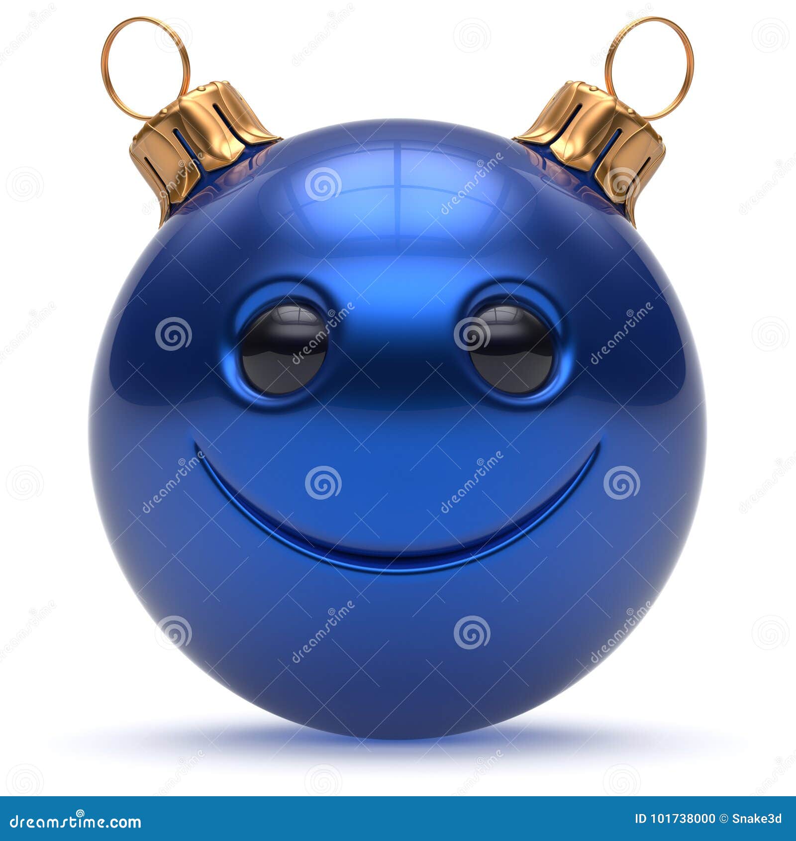 Christmas Ball Smiley Face Happy New Year Emoticon Blue Stock ...