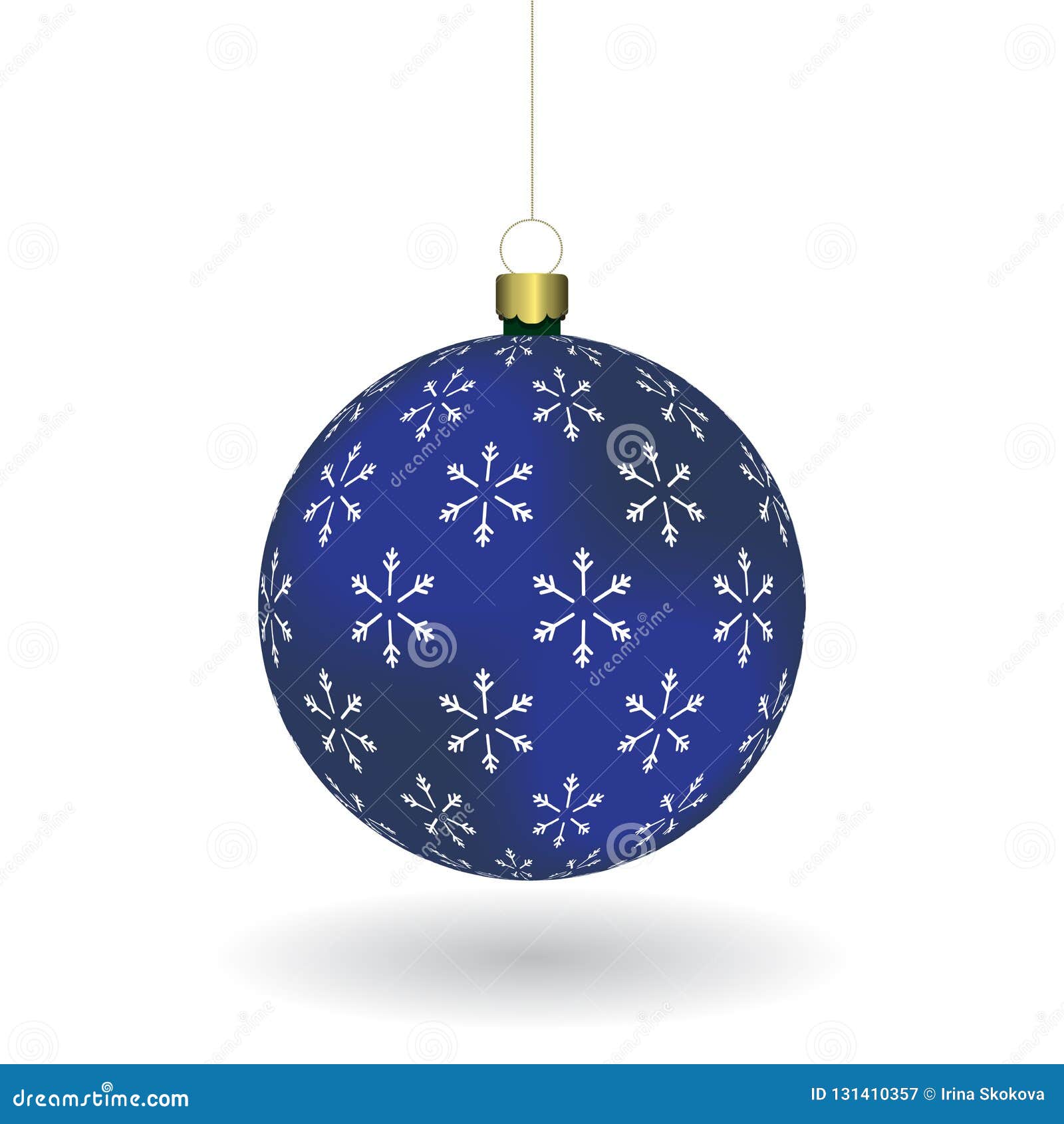 christmas ball with snowflakes print hanging on a golden chain. eps 10