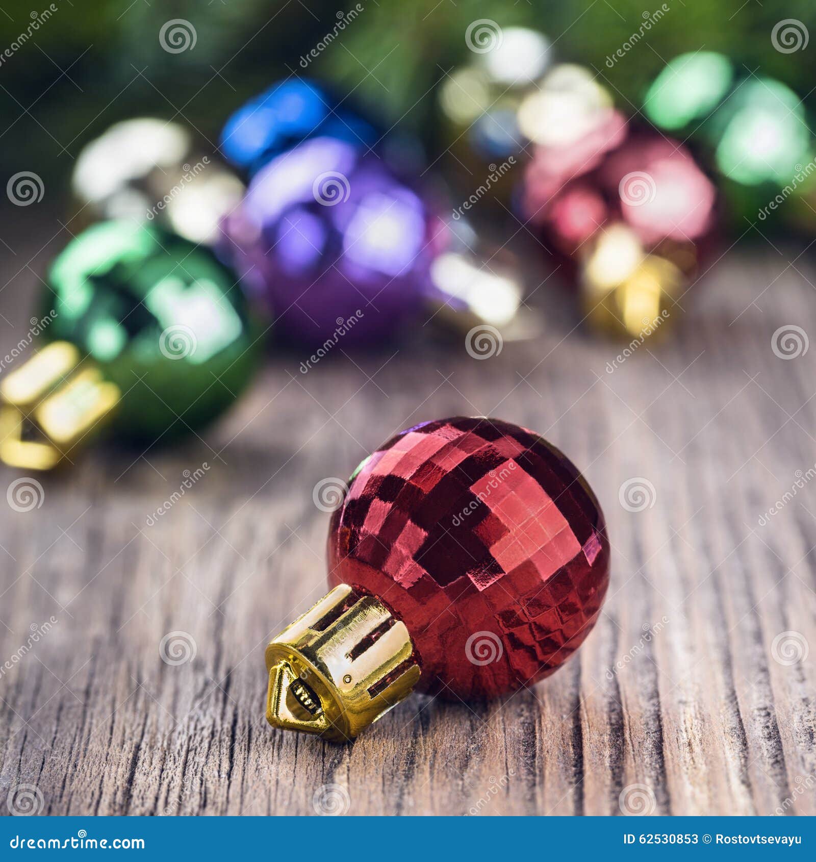 Christmas Ball on Wood Background Stock Image - Image of background ...