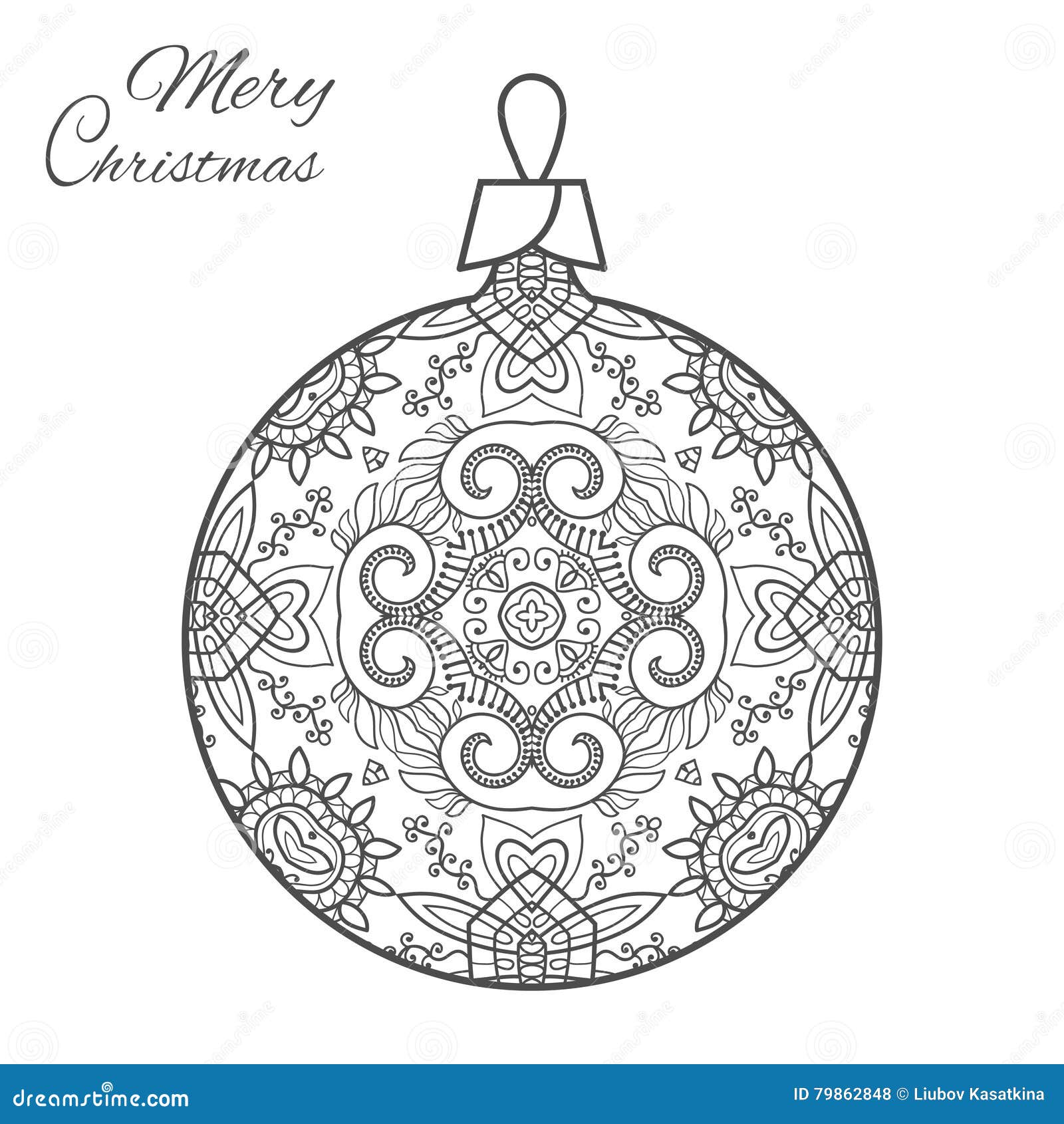 Download Christmas Ball Zen-doodle Art For Adult Coloring Book Page ...