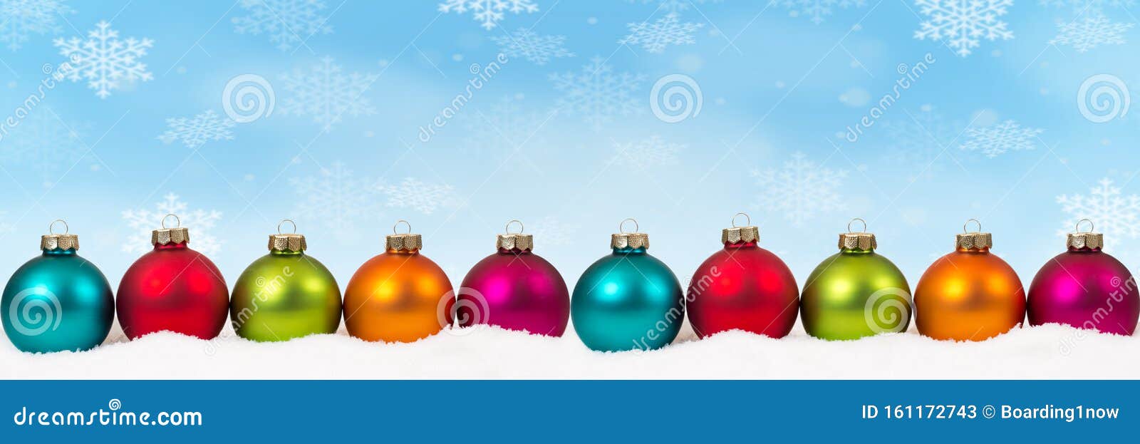 Christmas Balls Baubles Background Decoration Banner Snowflakes Snow ...
