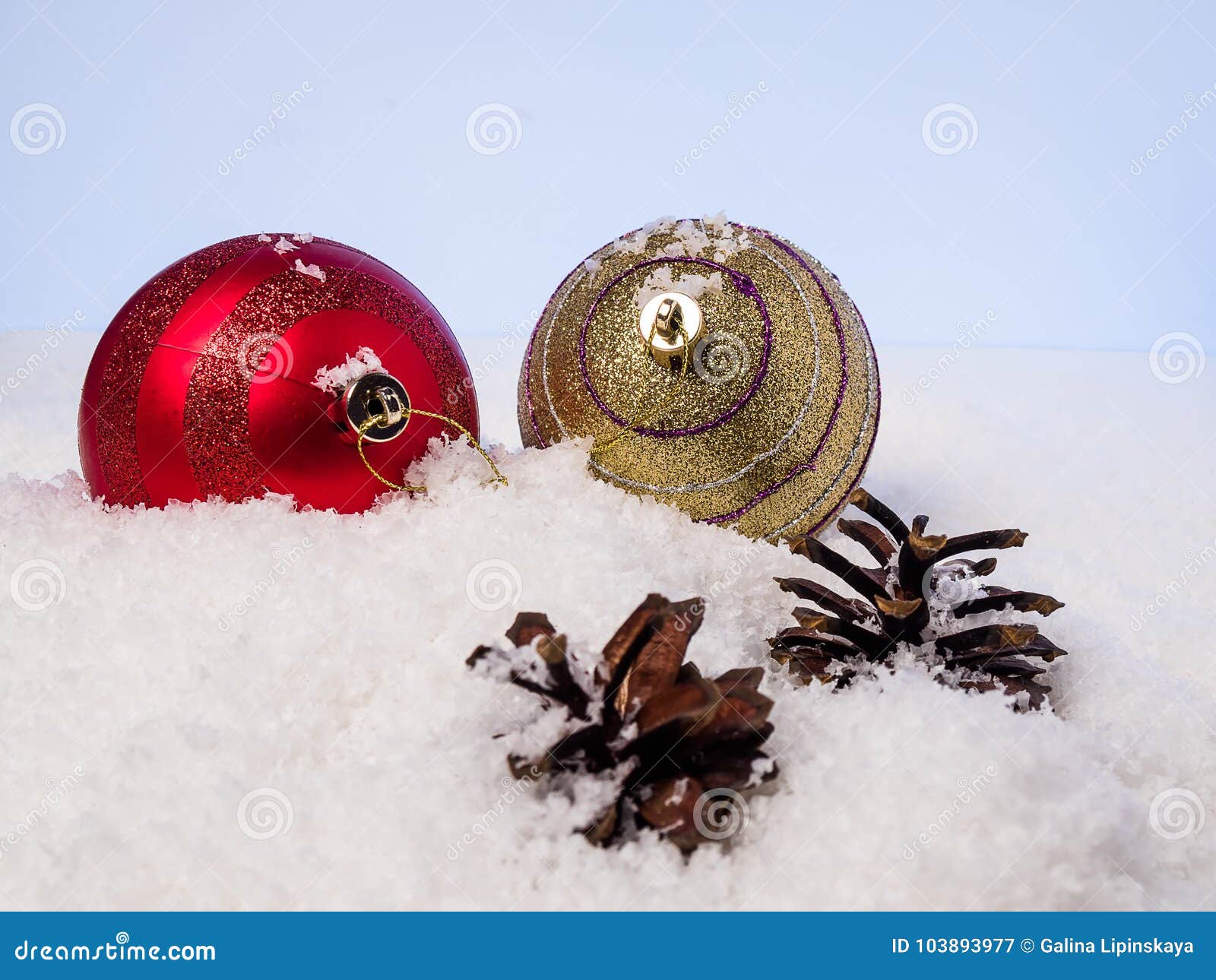 Christmas Balls and Bumps on the Snow Stock Image Image of decorate
